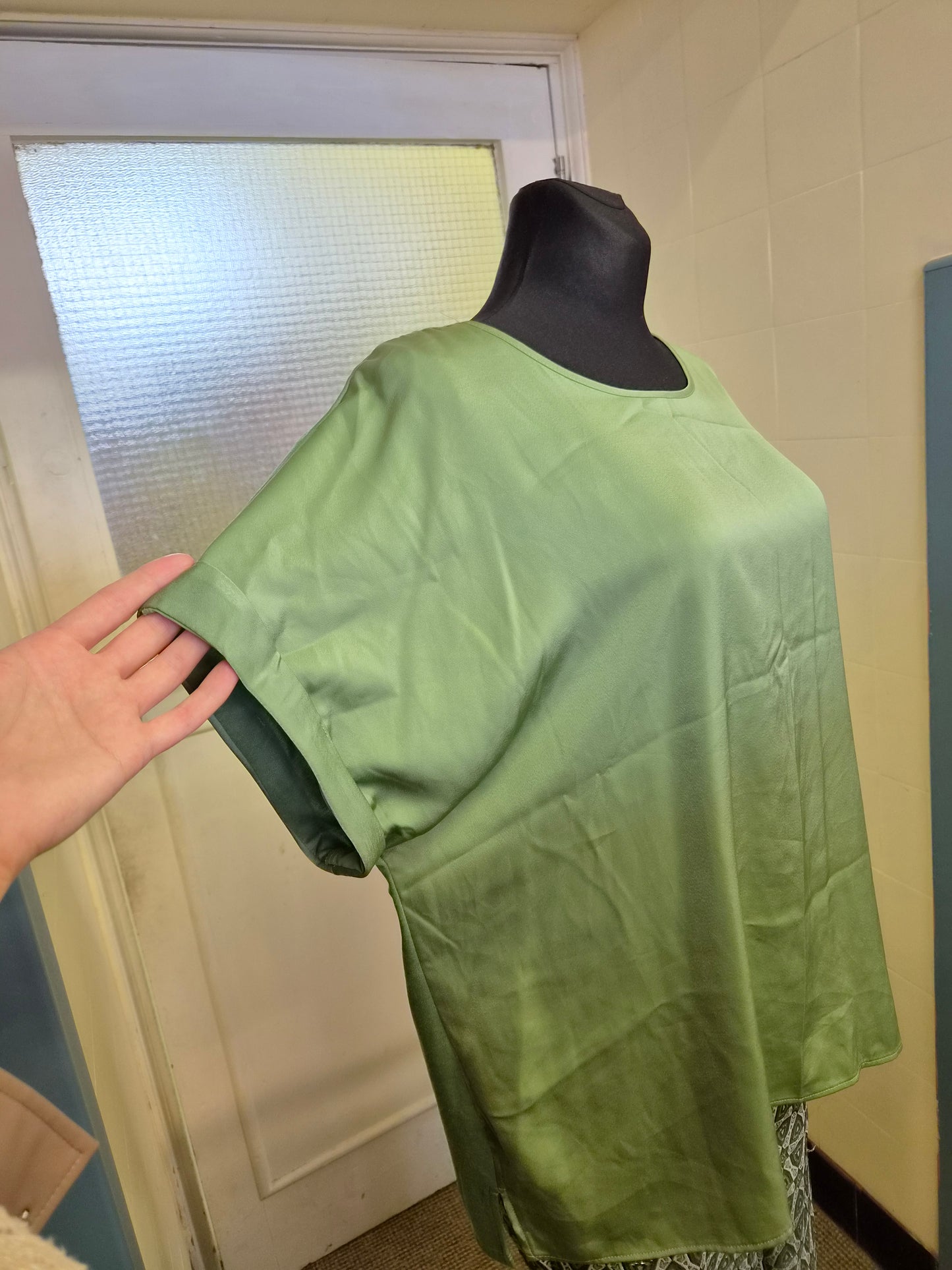 Primark, new, sage green relaxed-fit top, size L