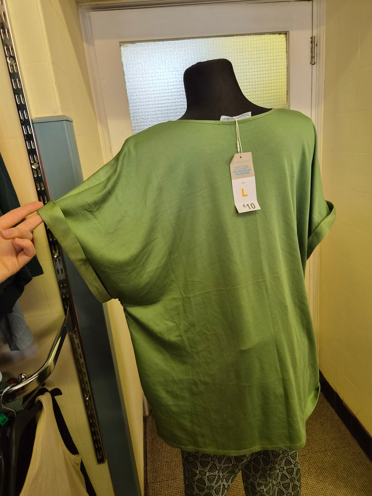 Primark, new, sage green relaxed-fit top, size L