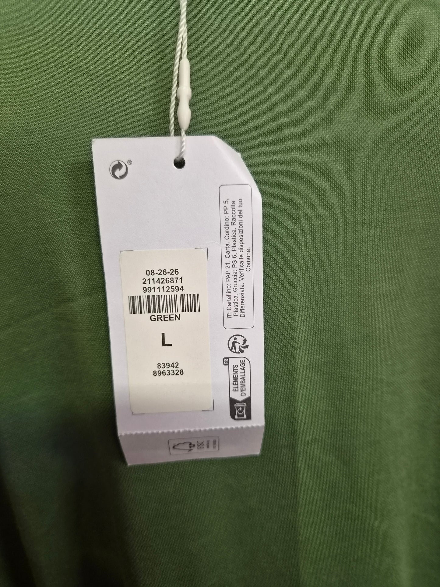 Primark, new, sage green relaxed-fit top, size L