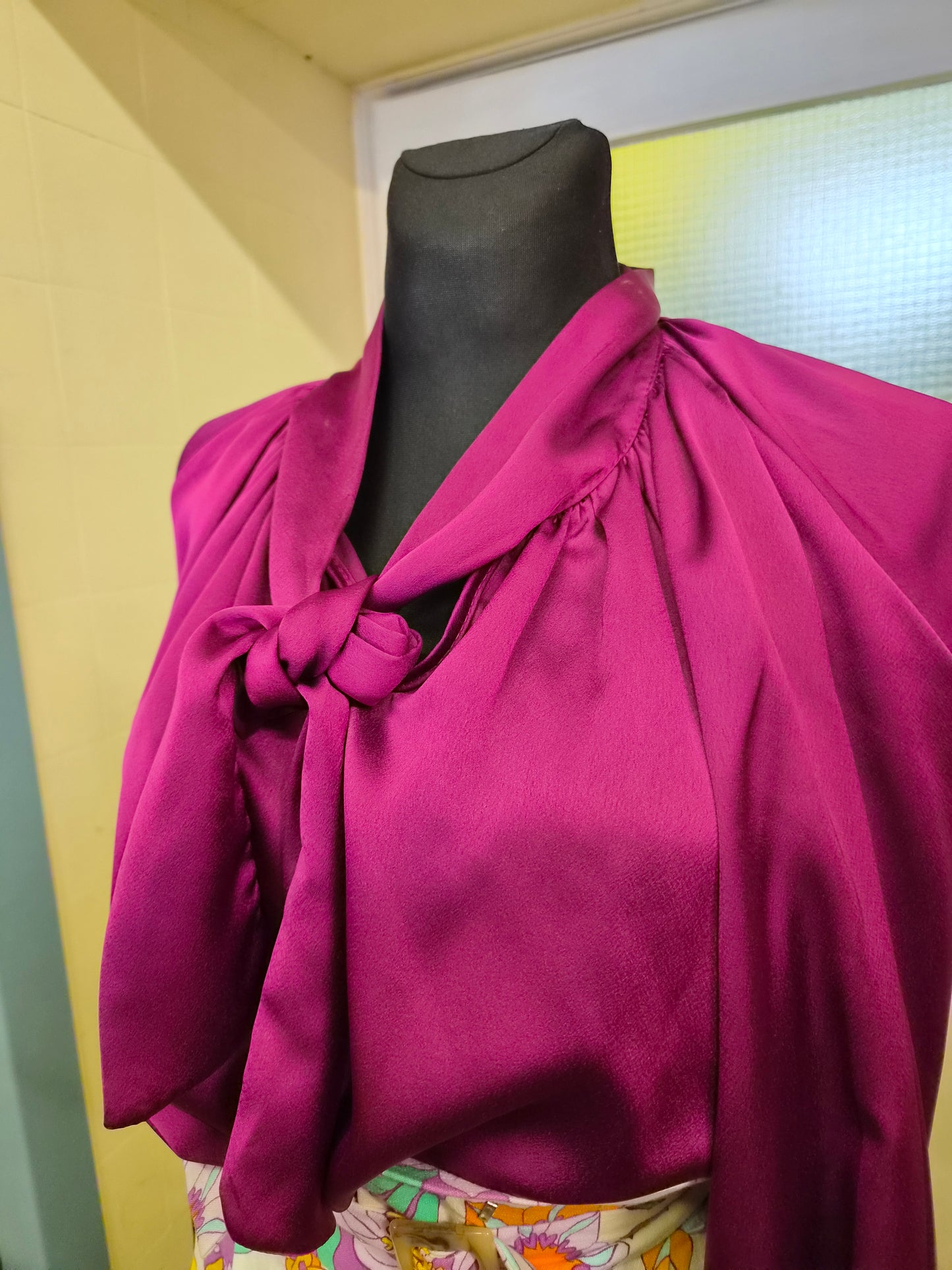 Pala D'oro magenta, satin blouse, size L