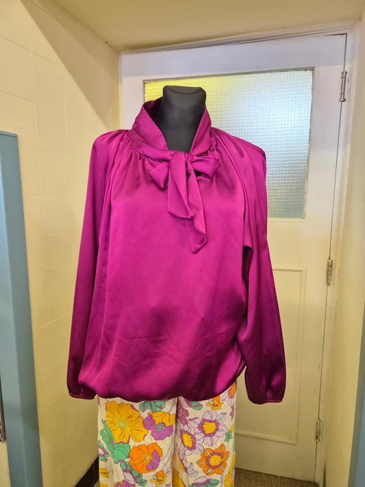 Pala D'oro magenta, satin blouse, size L