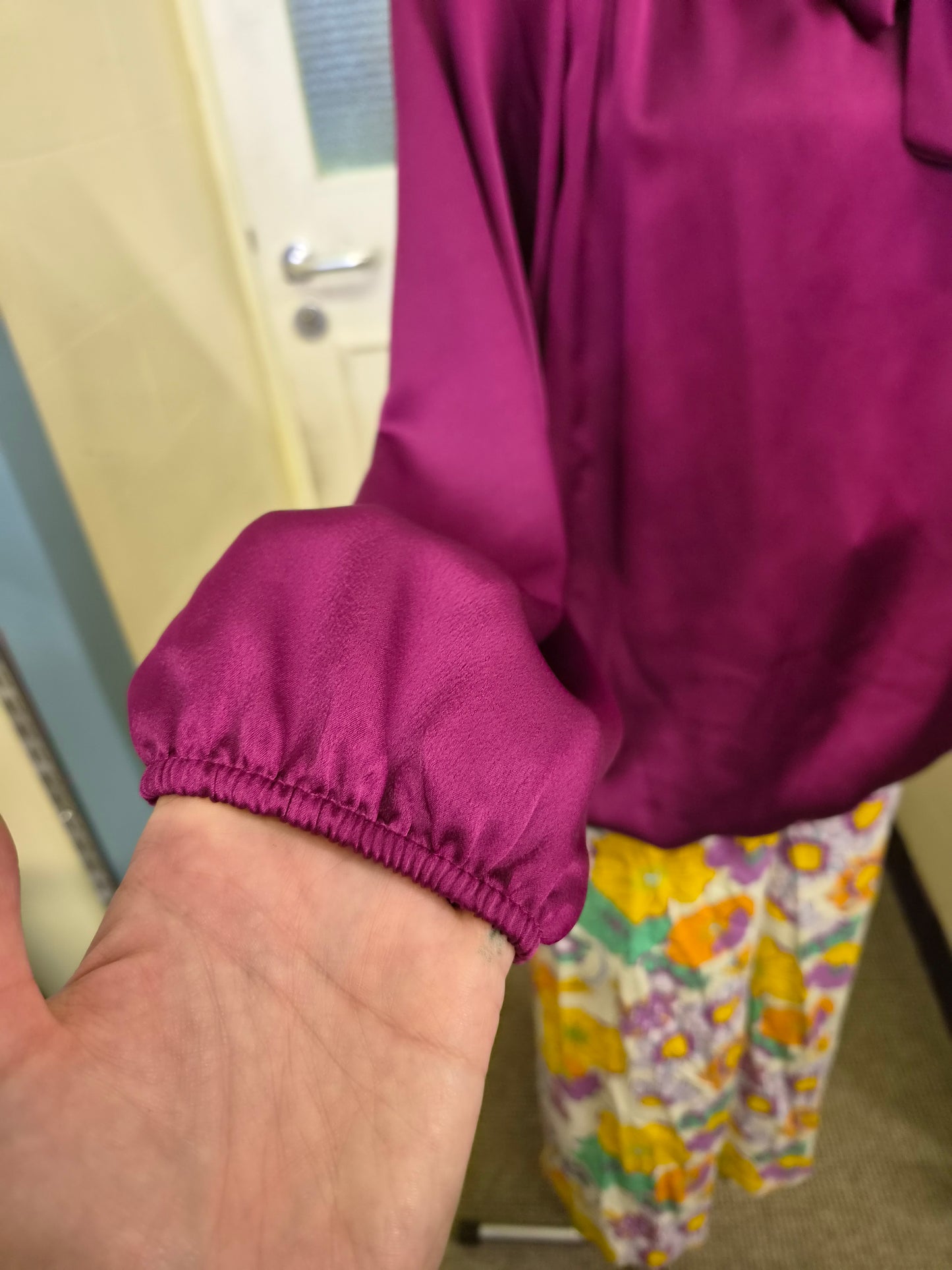 Pala D'oro magenta, satin blouse, size L