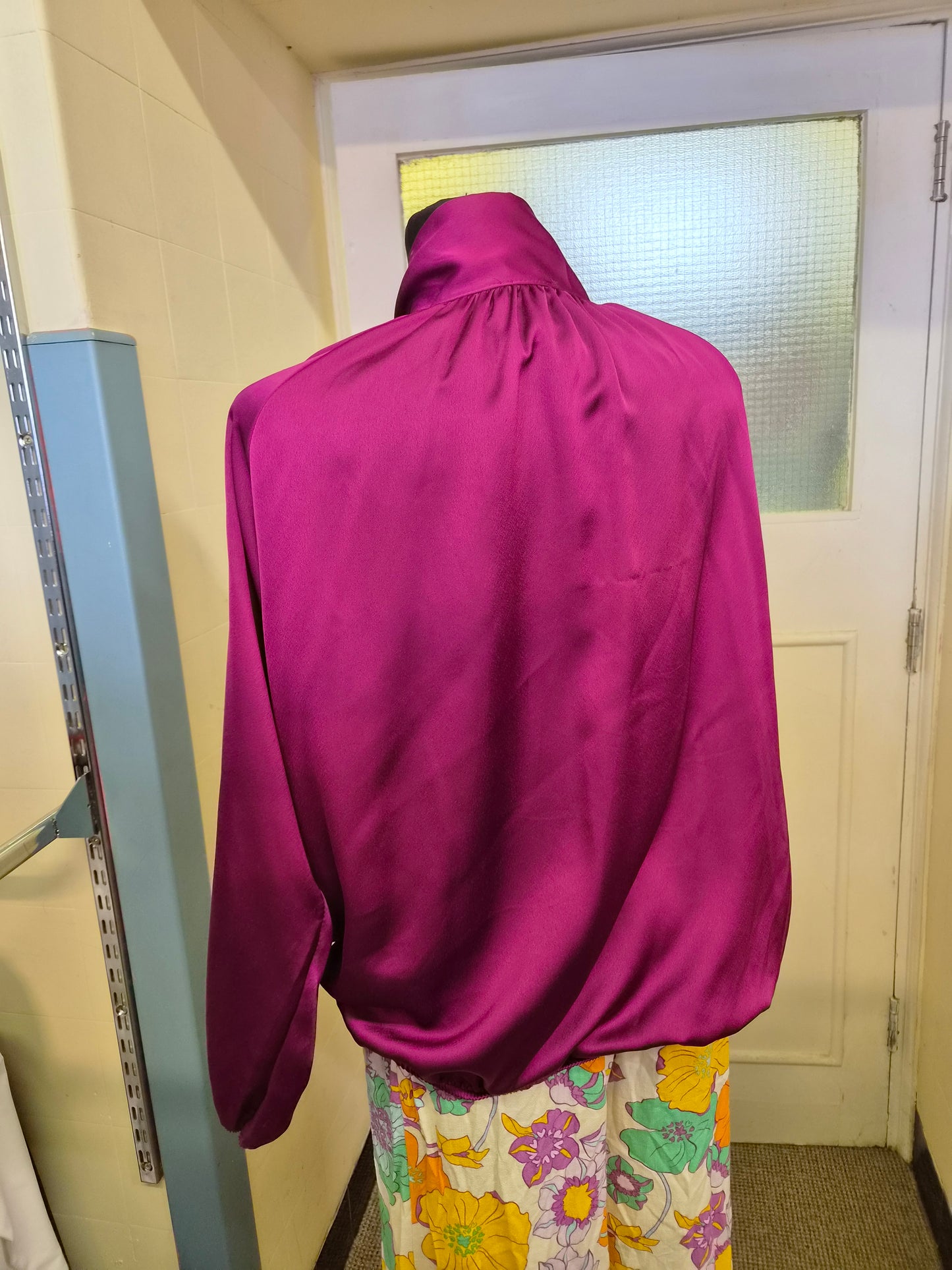 Pala D'oro magenta, satin blouse, size L