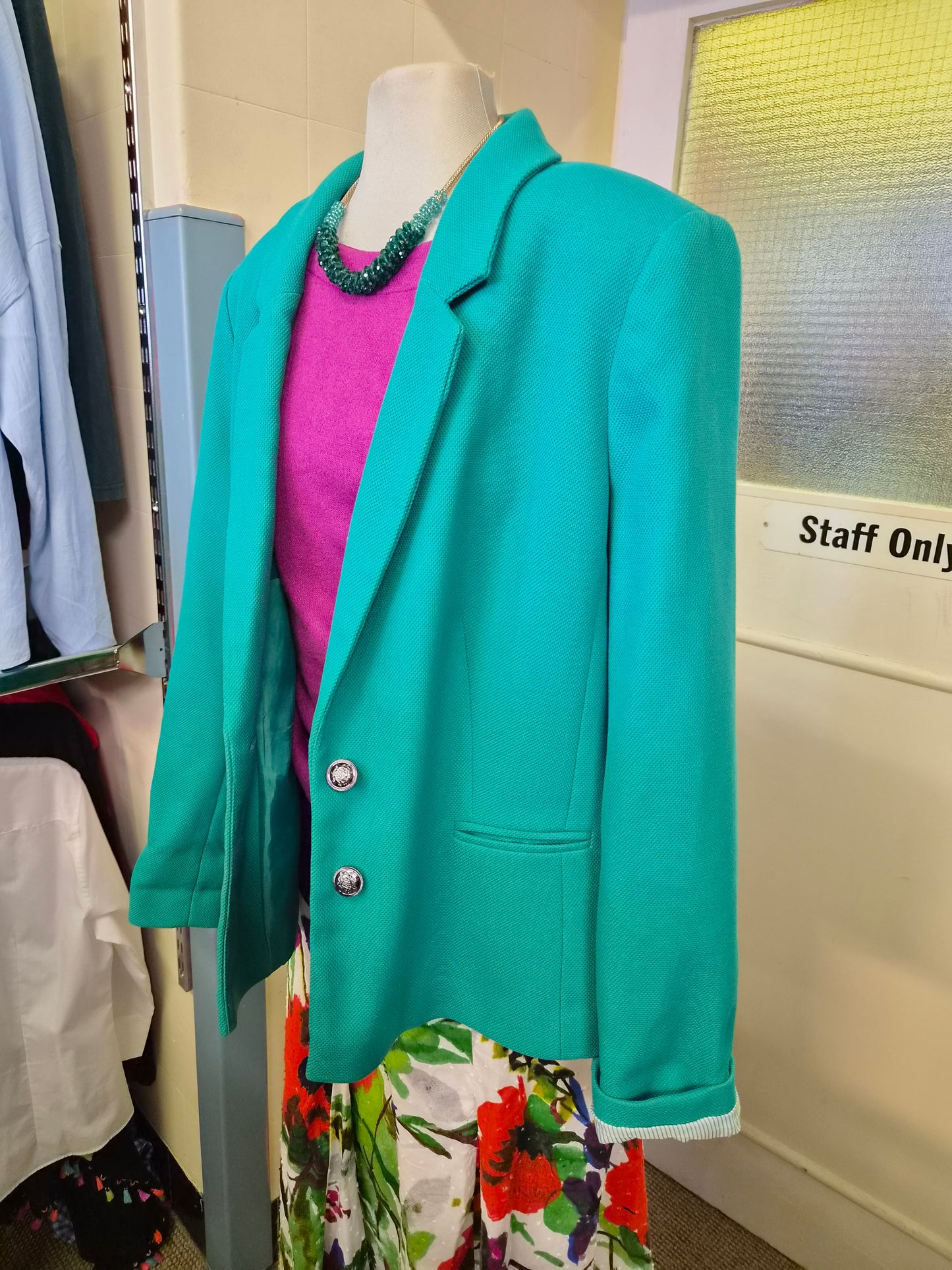 Dunnes, textured single-breasted blazer, size 18