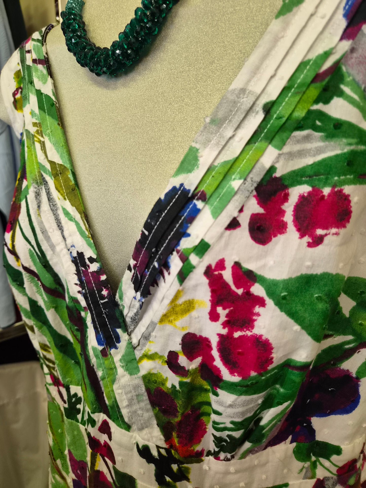Per Una, multicoloured,  sleeveless floral dress, size 14