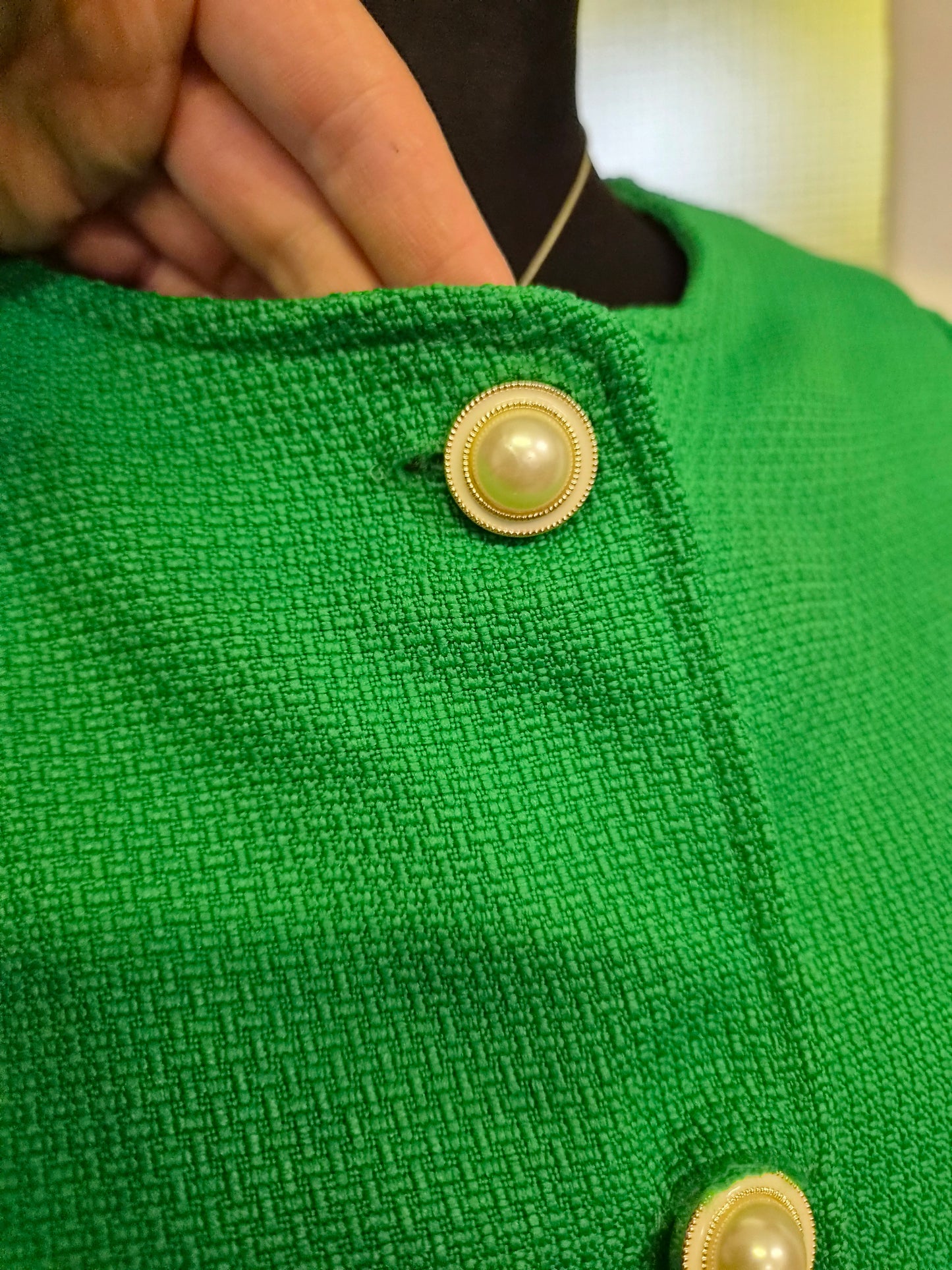 Shein, green cropped jacket with golden buttons, size L
