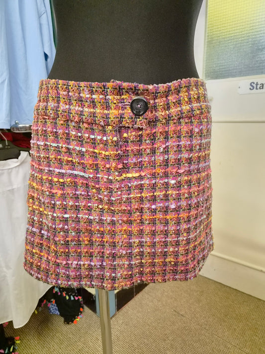 Amisu, multicolour, tweed, mini skirt, size 10