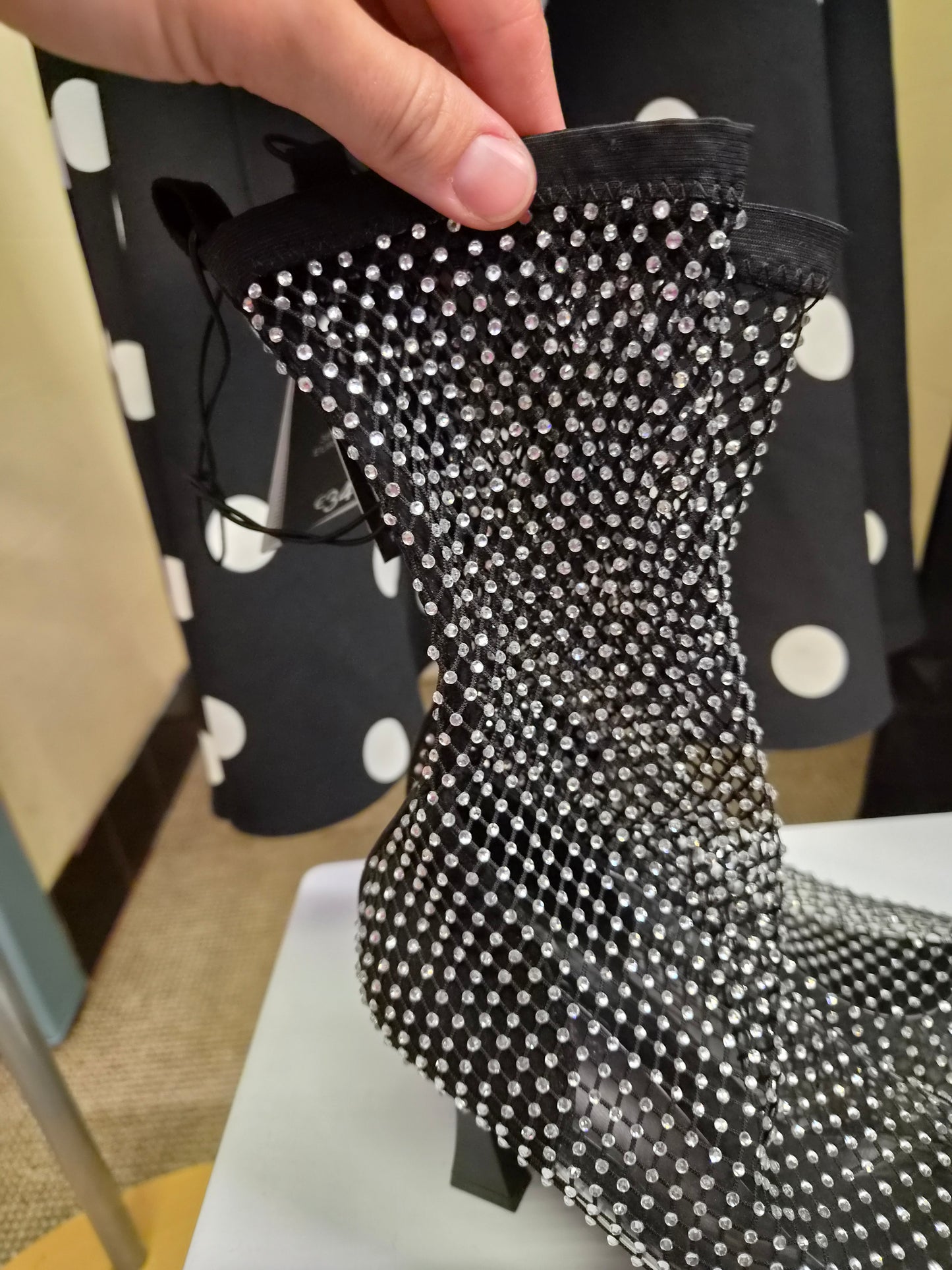 Primark x Rita Ora Rhinestone Mesh Heeled Ankle Boots, new, size 5