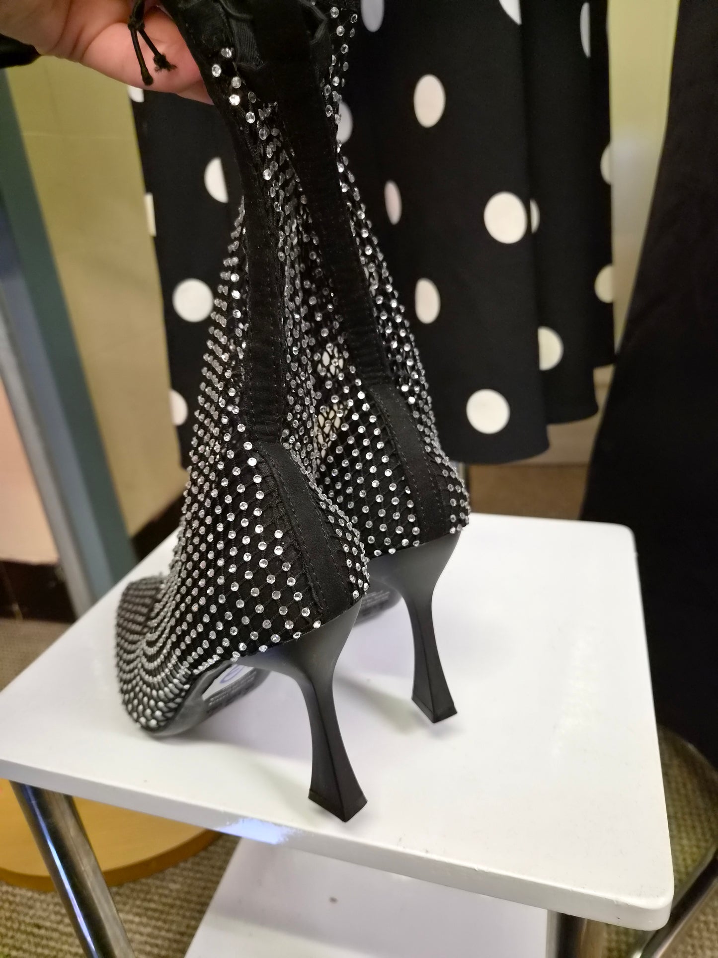 Primark x Rita Ora Rhinestone Mesh Heeled Ankle Boots, new, size 5