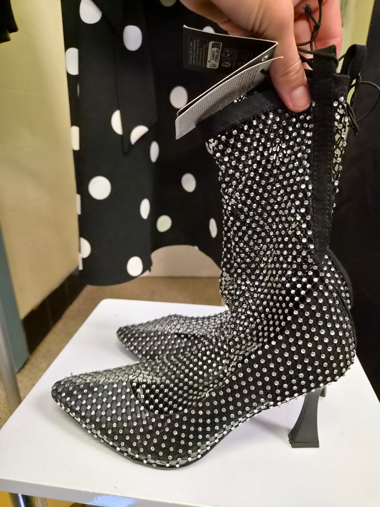 Primark x Rita Ora Rhinestone Mesh Heeled Ankle Boots, new, size 5