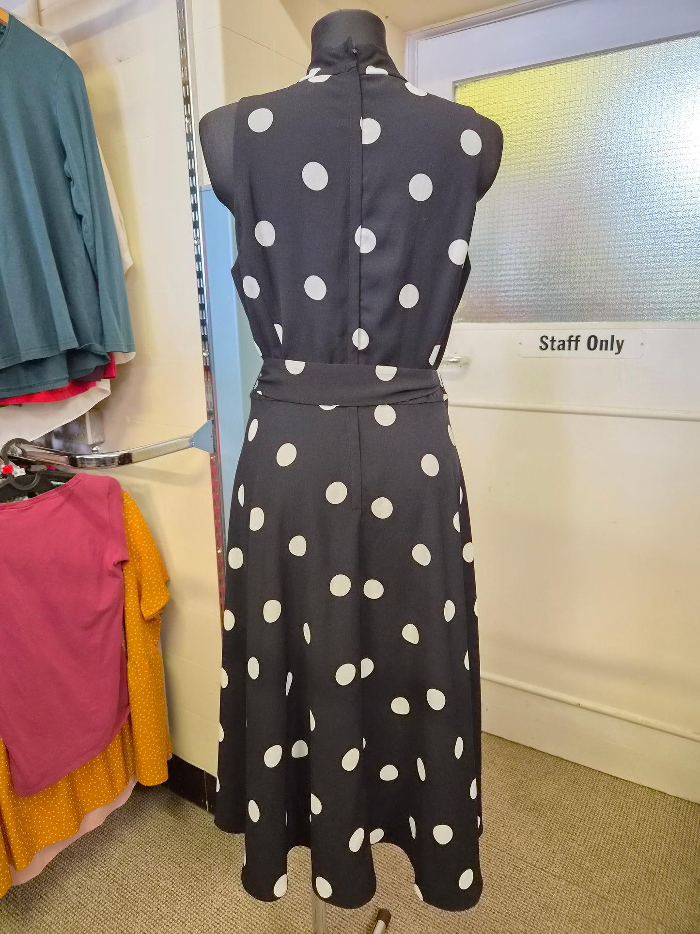 SLNY, mock neck, polka dot, midi dress, size 10