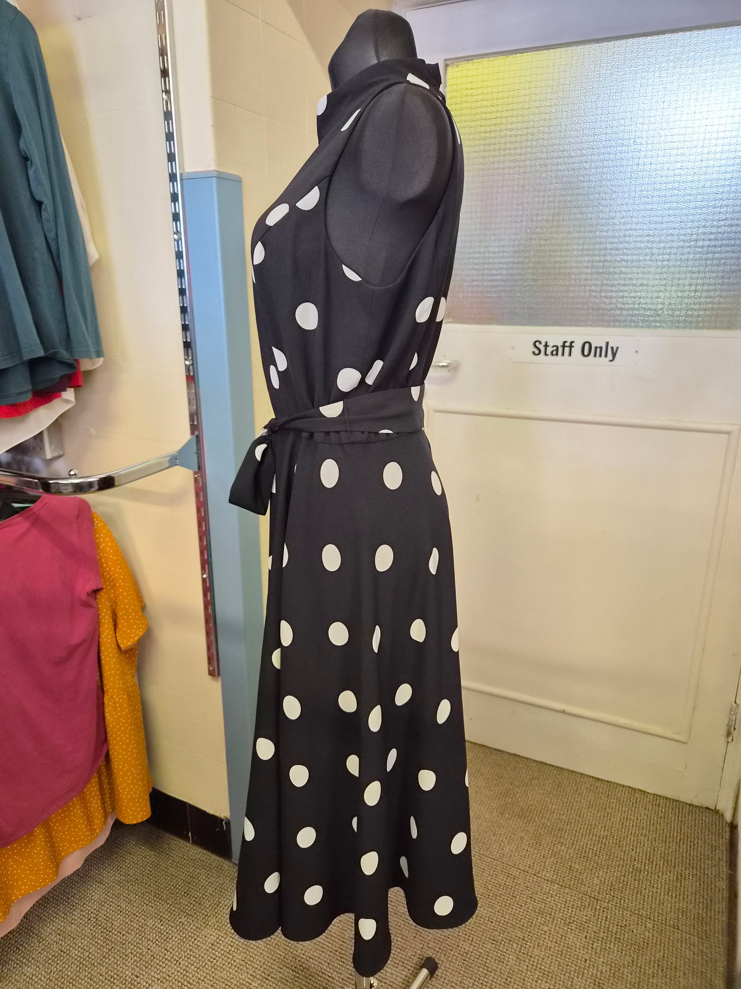 SLNY, mock neck, polka dot, midi dress, size 10
