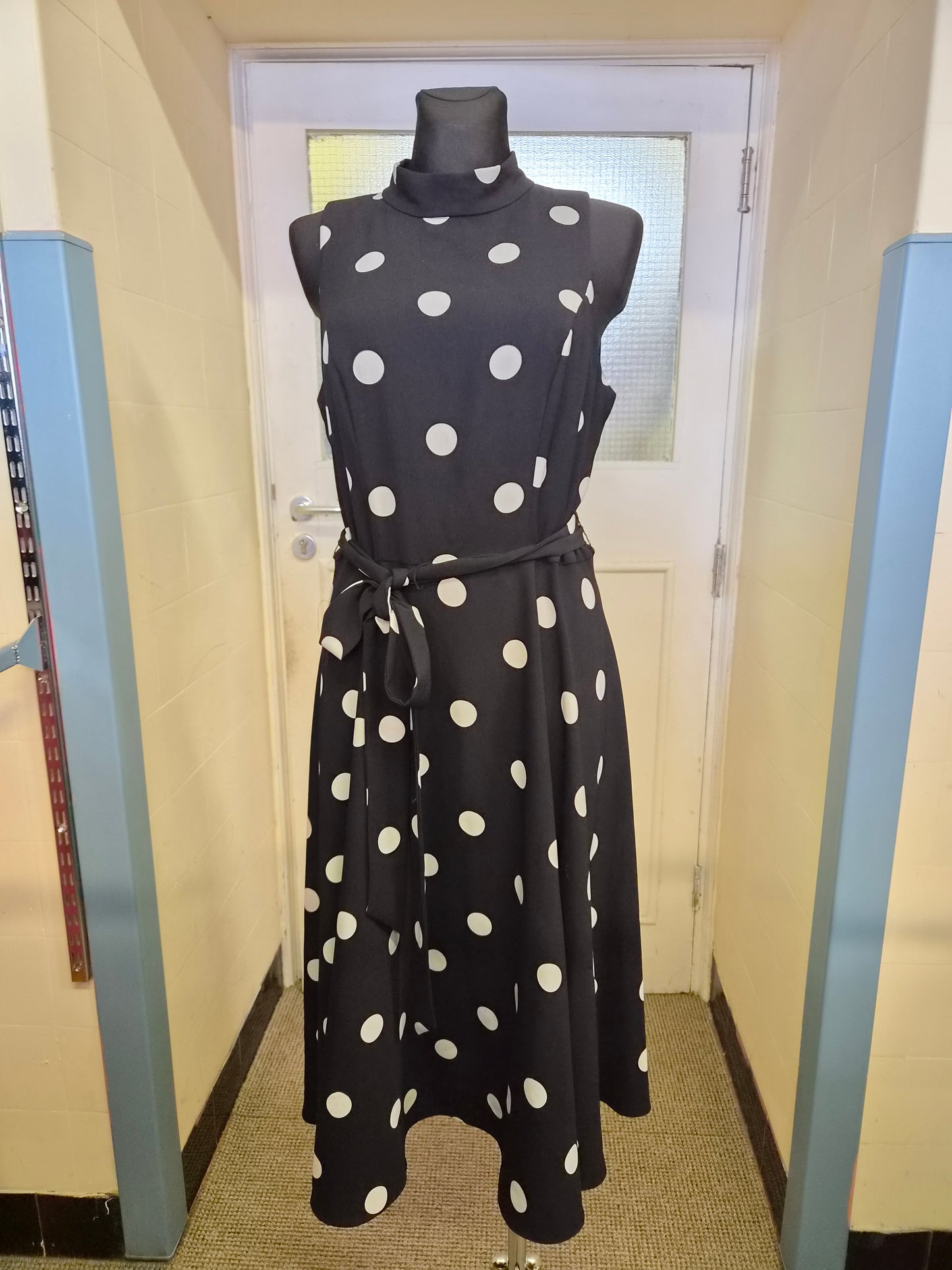 SLNY, mock neck, polka dot, midi dress, size 10