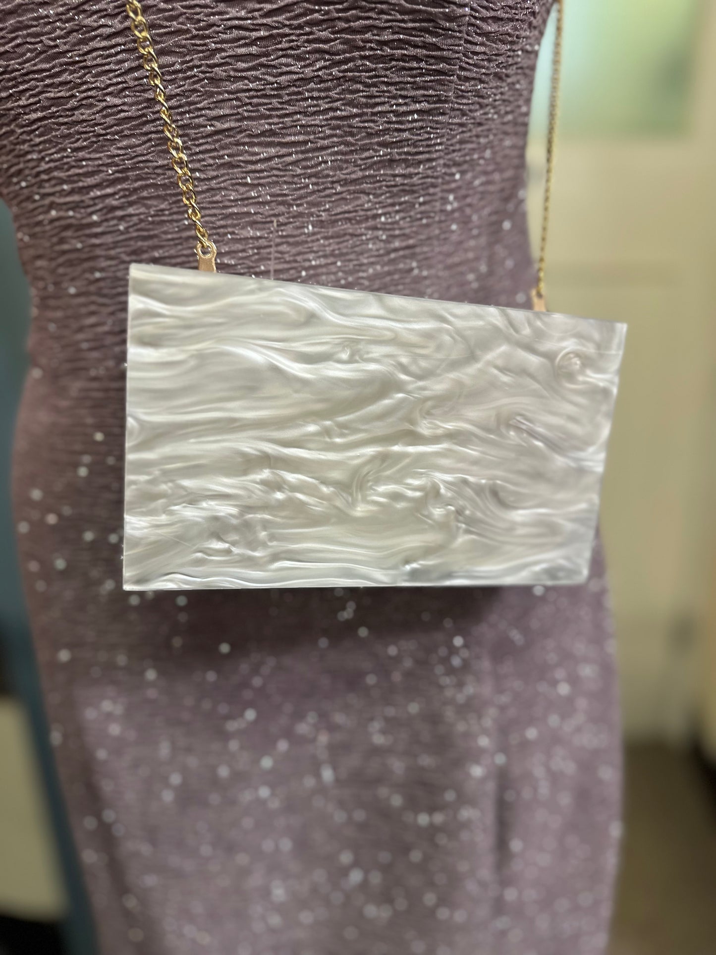 Sfera Pearlescent Acrylic Statement Clutch