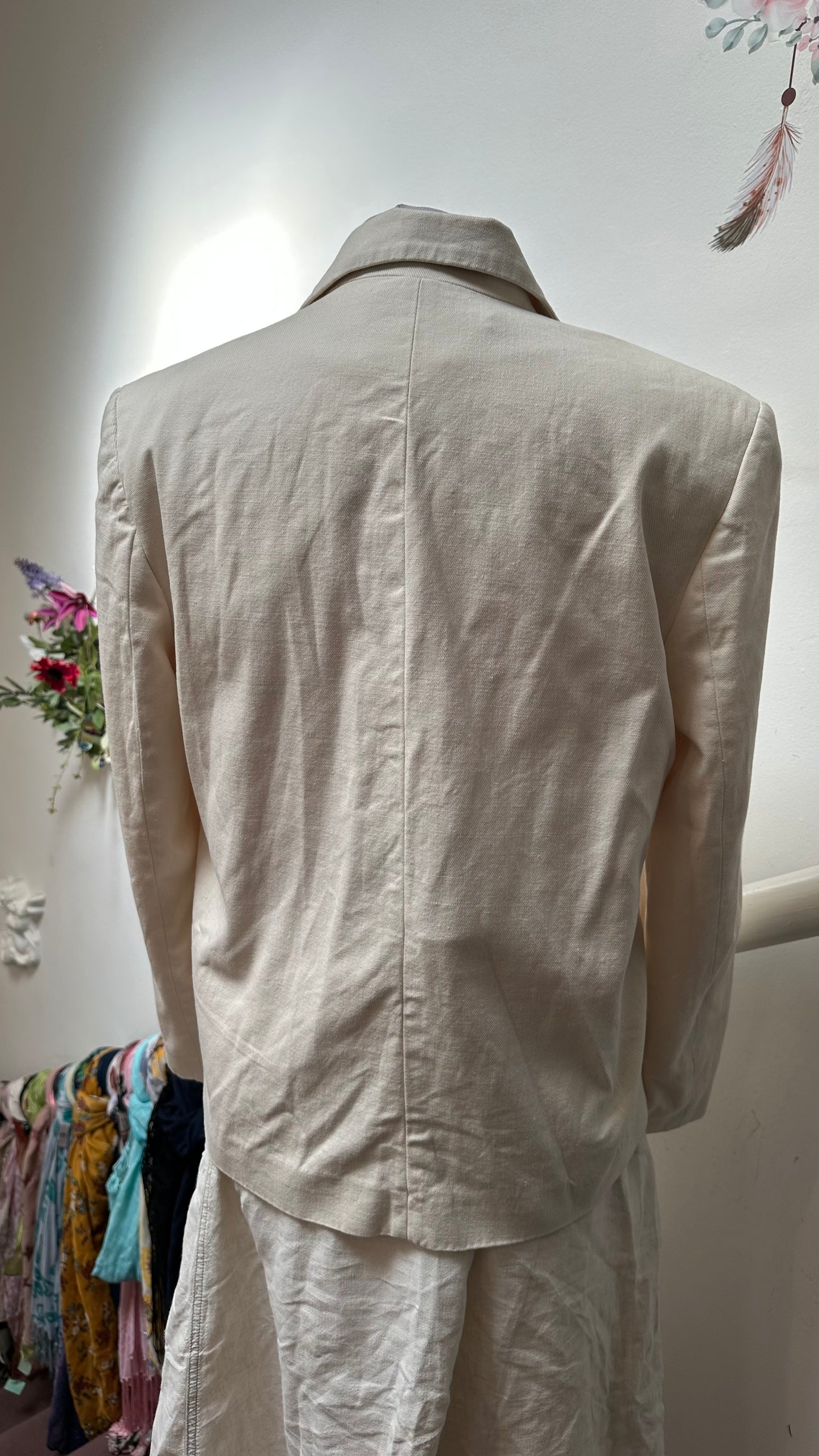 Zara 100% Cotton Off White Summer Blazer Size S