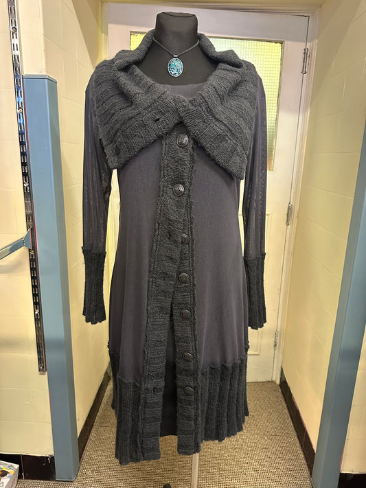Sandwich Semi Sheer Long Cardigan with 30% Alpaca Labeled Size XL but definitely small fitting, best fit Size M