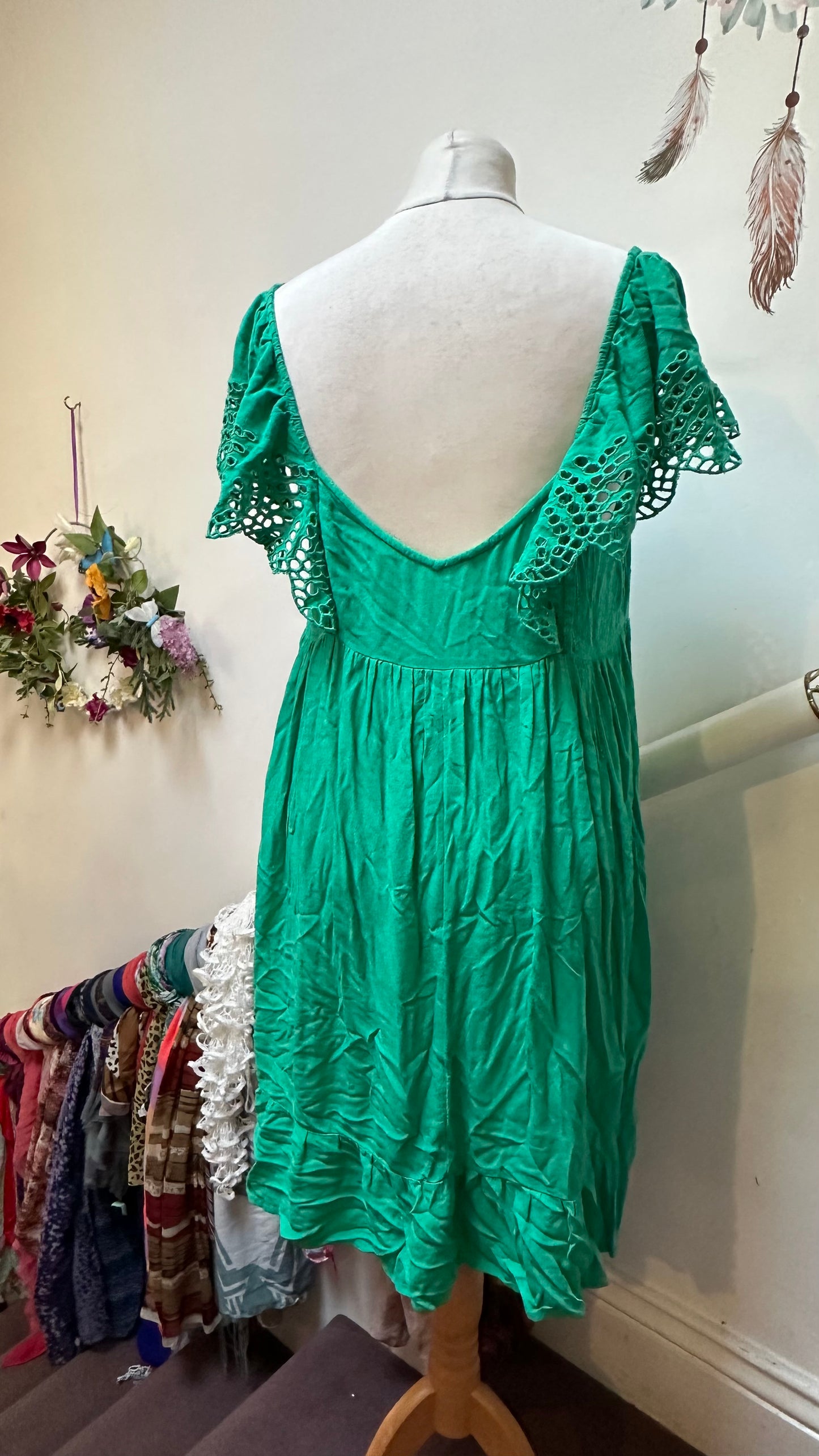 Promod Viscose Green Dress Size 10 but big fitting