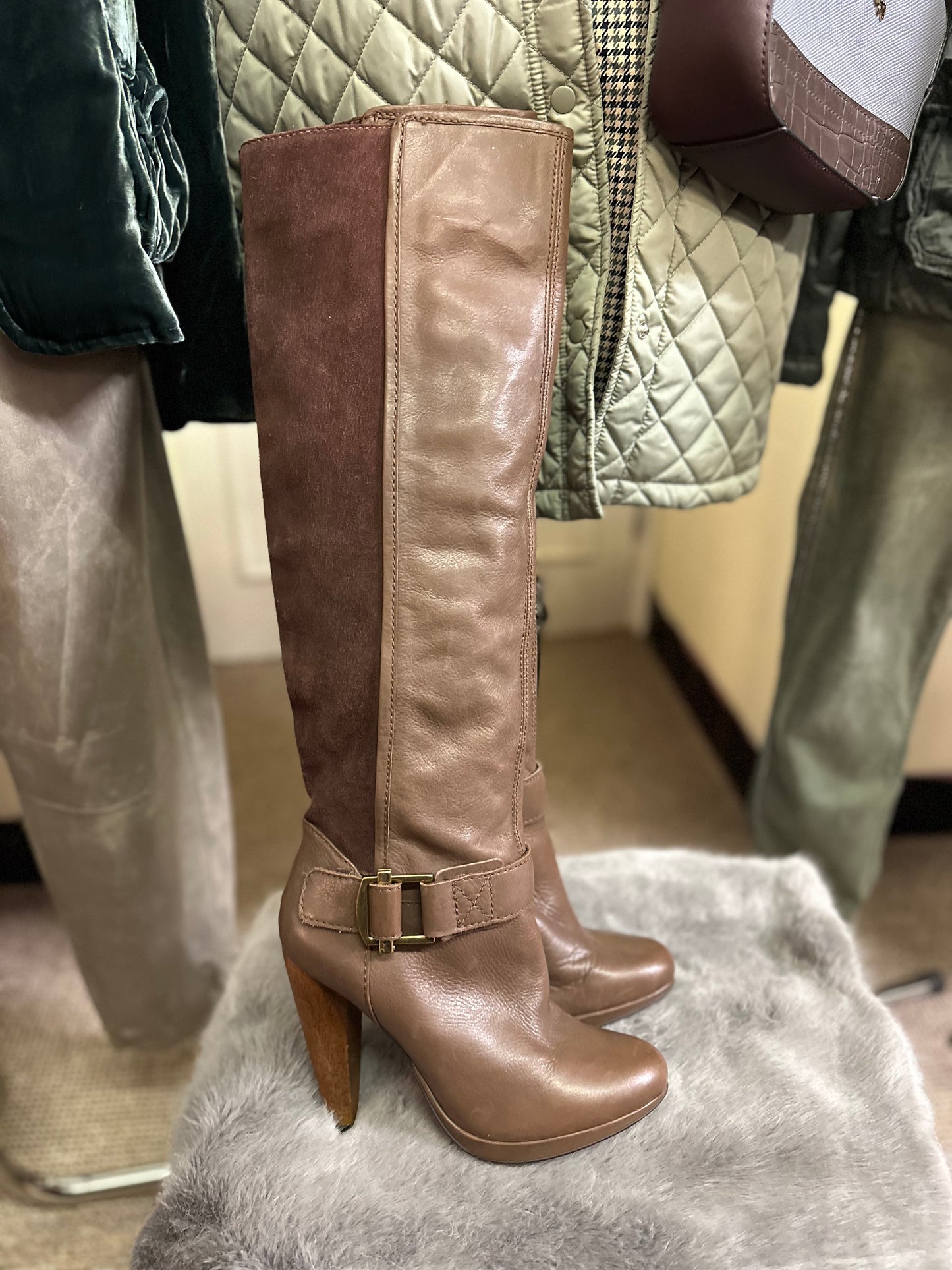 Stunning French Connection Real Leather & Suede Long Boots As New Size 6.5 RRP £200!!