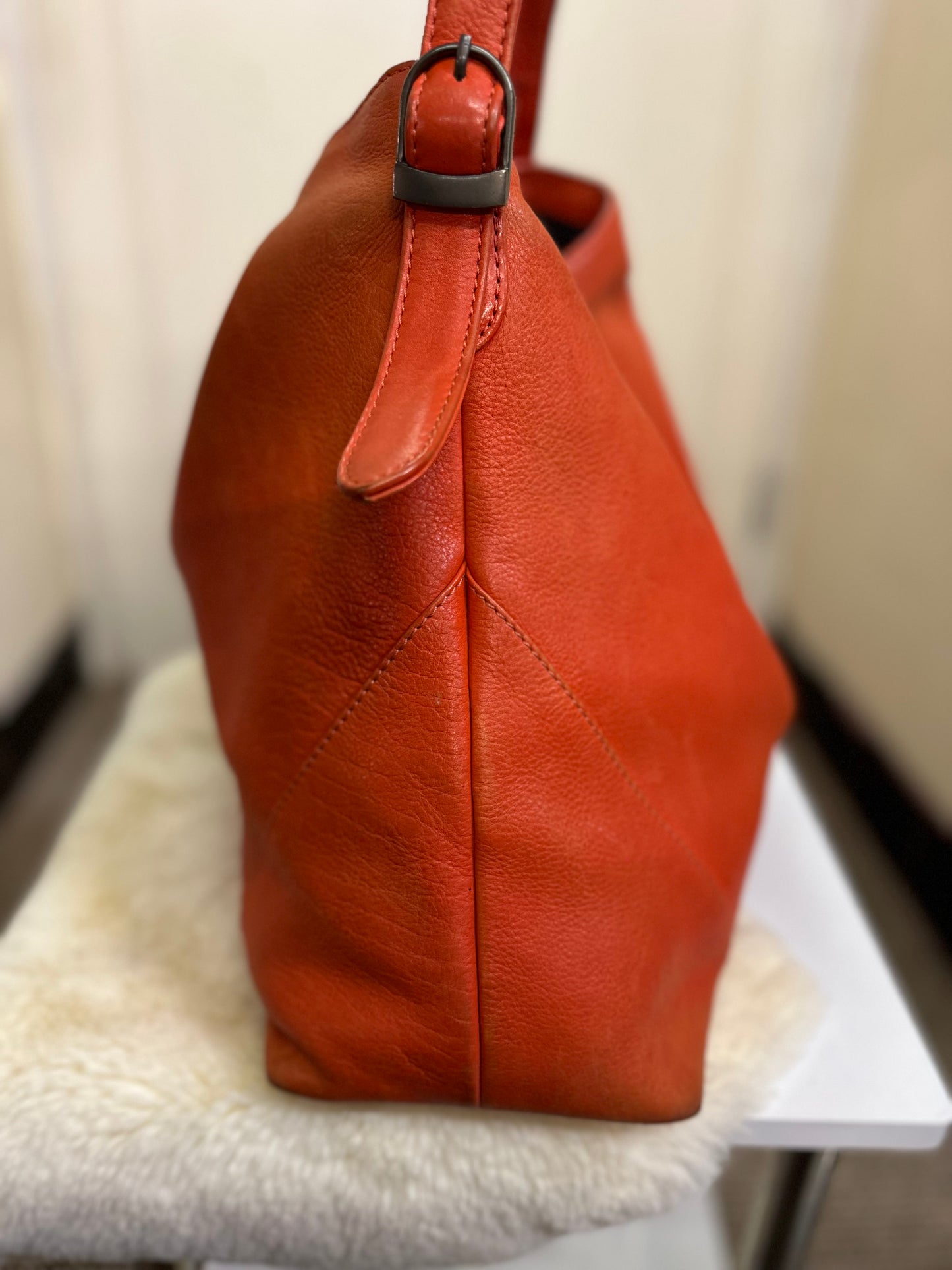 Designer Yoshi Real Leather Orange Bag Some signs or wear but will look great after a good polish