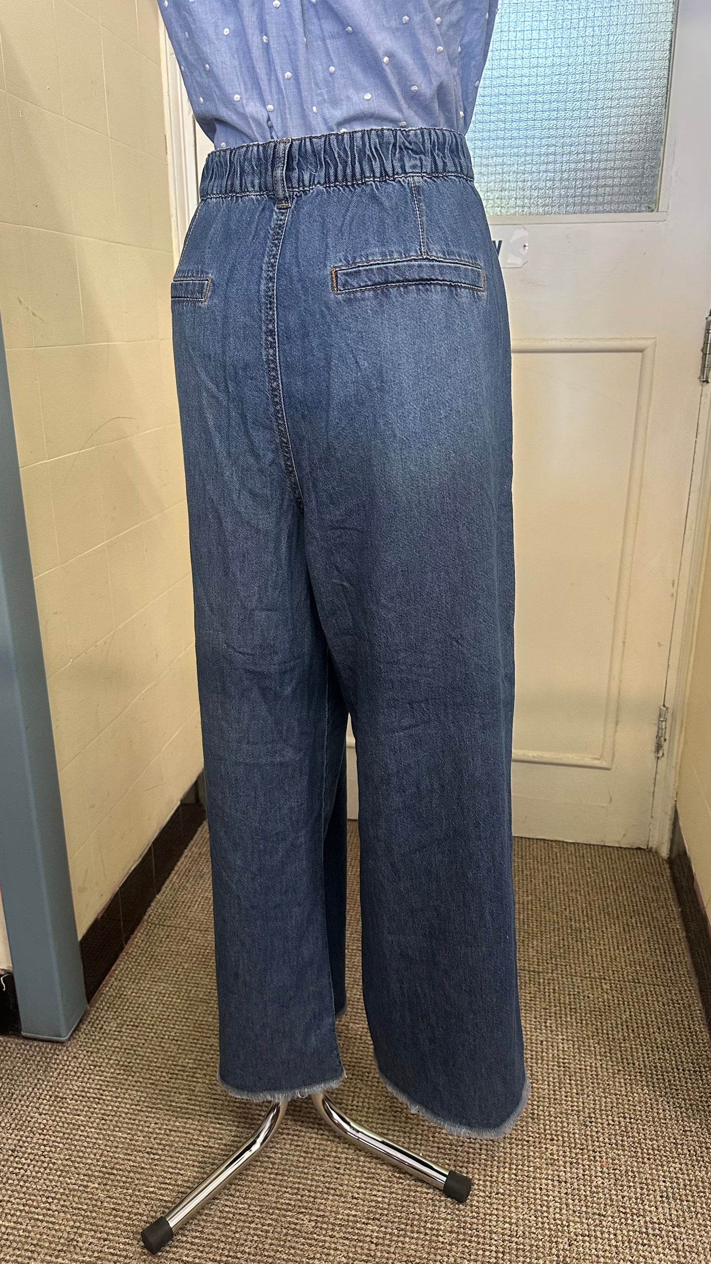 Dunnes Wide Leg Chino Style Denim Trousers Size 16