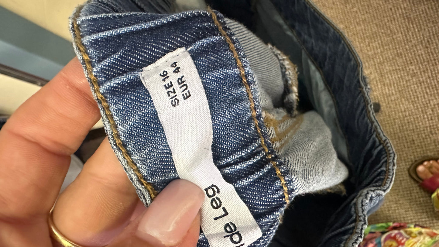 Dunnes Wide Leg Chino Style Denim Trousers Size 16