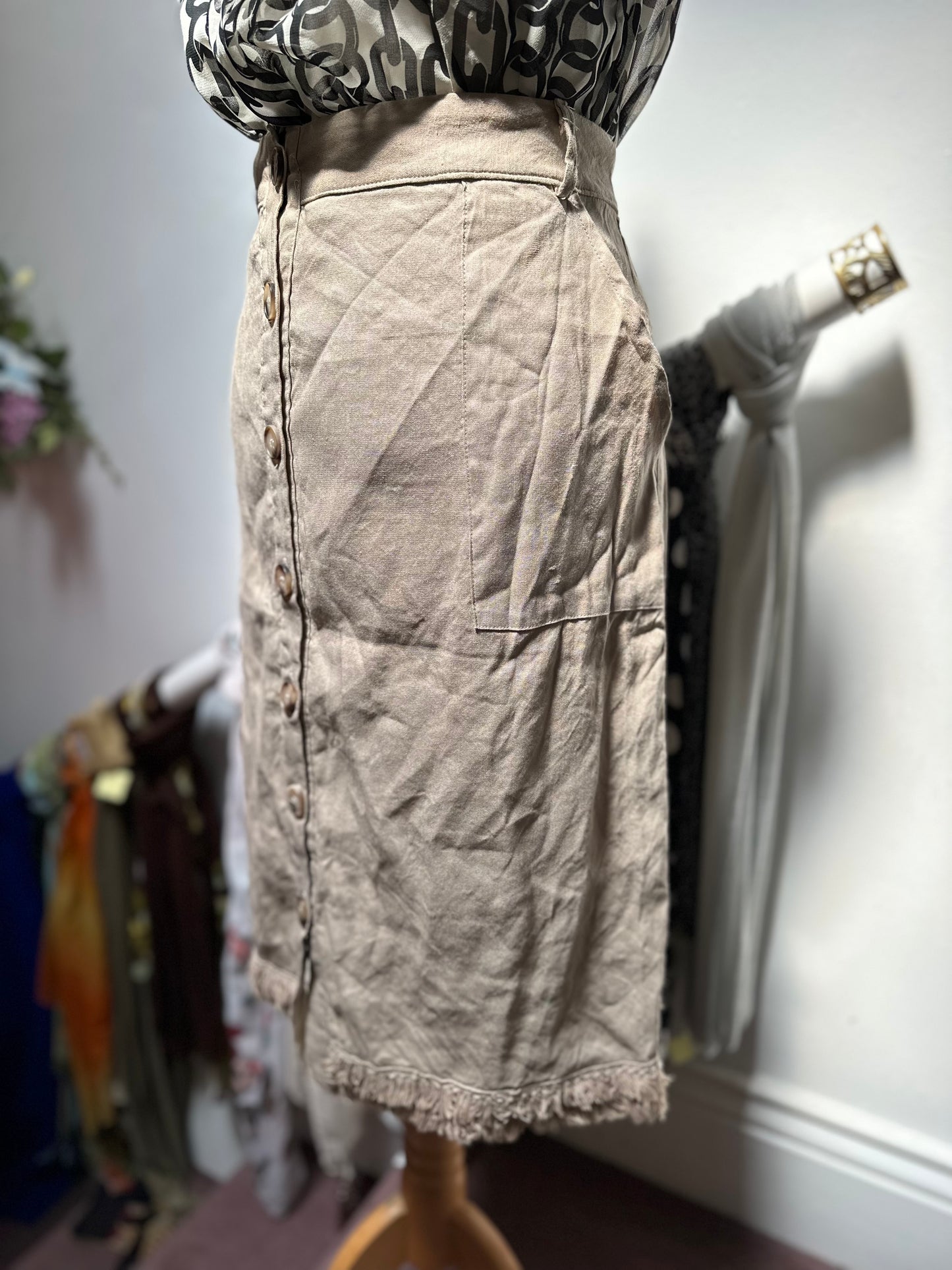 Designer Simorra Linen Blend Skirt Best Fit Size 14 High RRP!!
