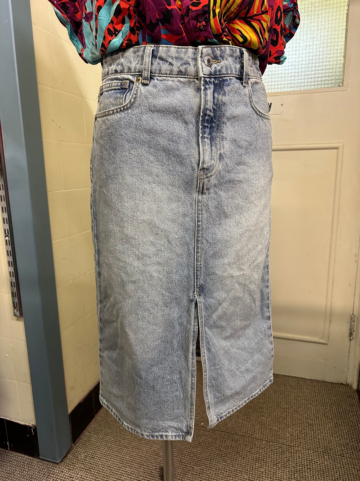 H&M Denim Skirt with Frontal Slit Size 10