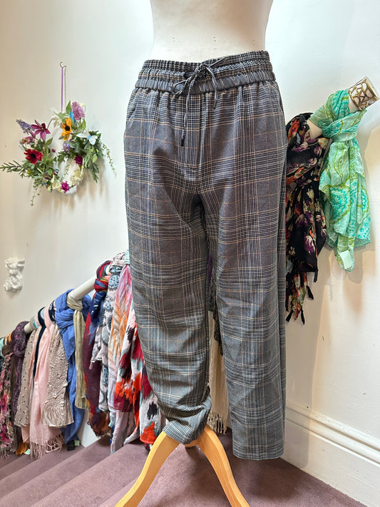 Primark Houndstooth Drawstring Trousers Size 14