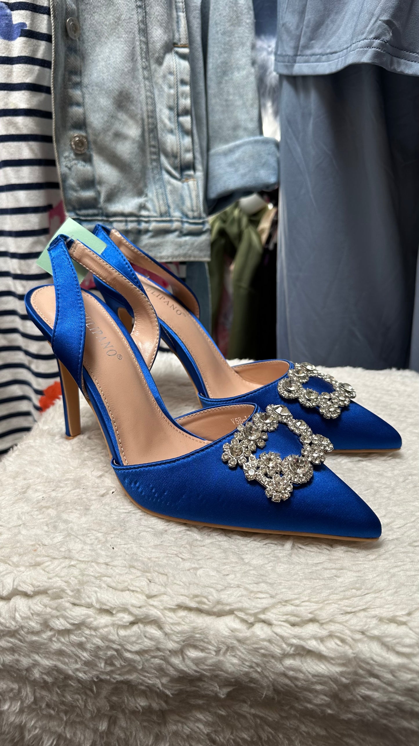 Royal Blue Sparkle Heels As New Size 6.5 (EU 40)