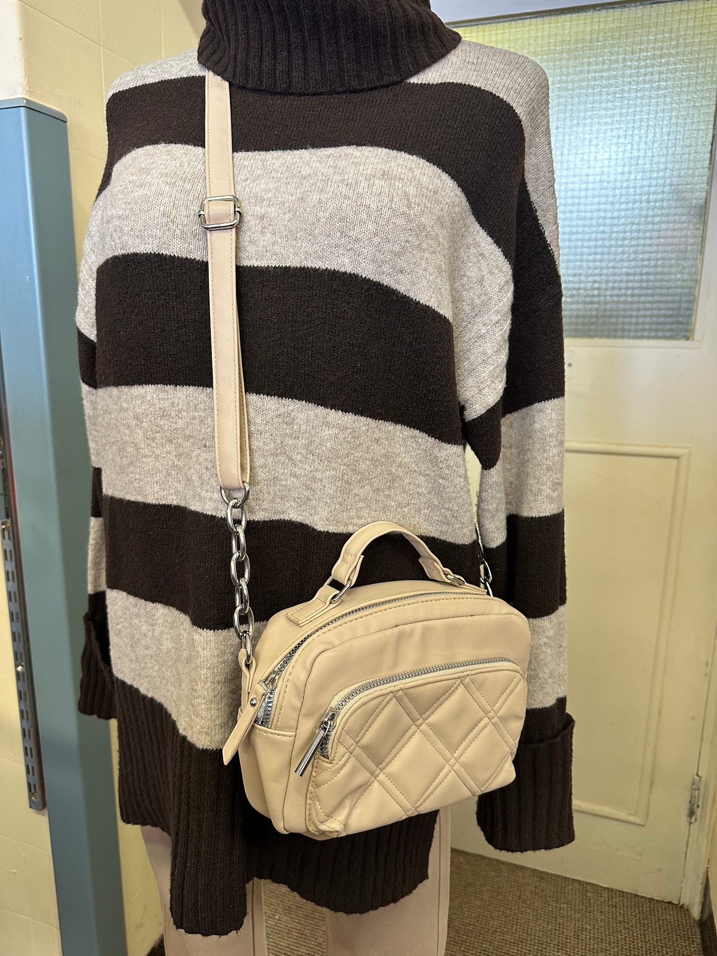 Primark Cream Quilted Crossbody Bag