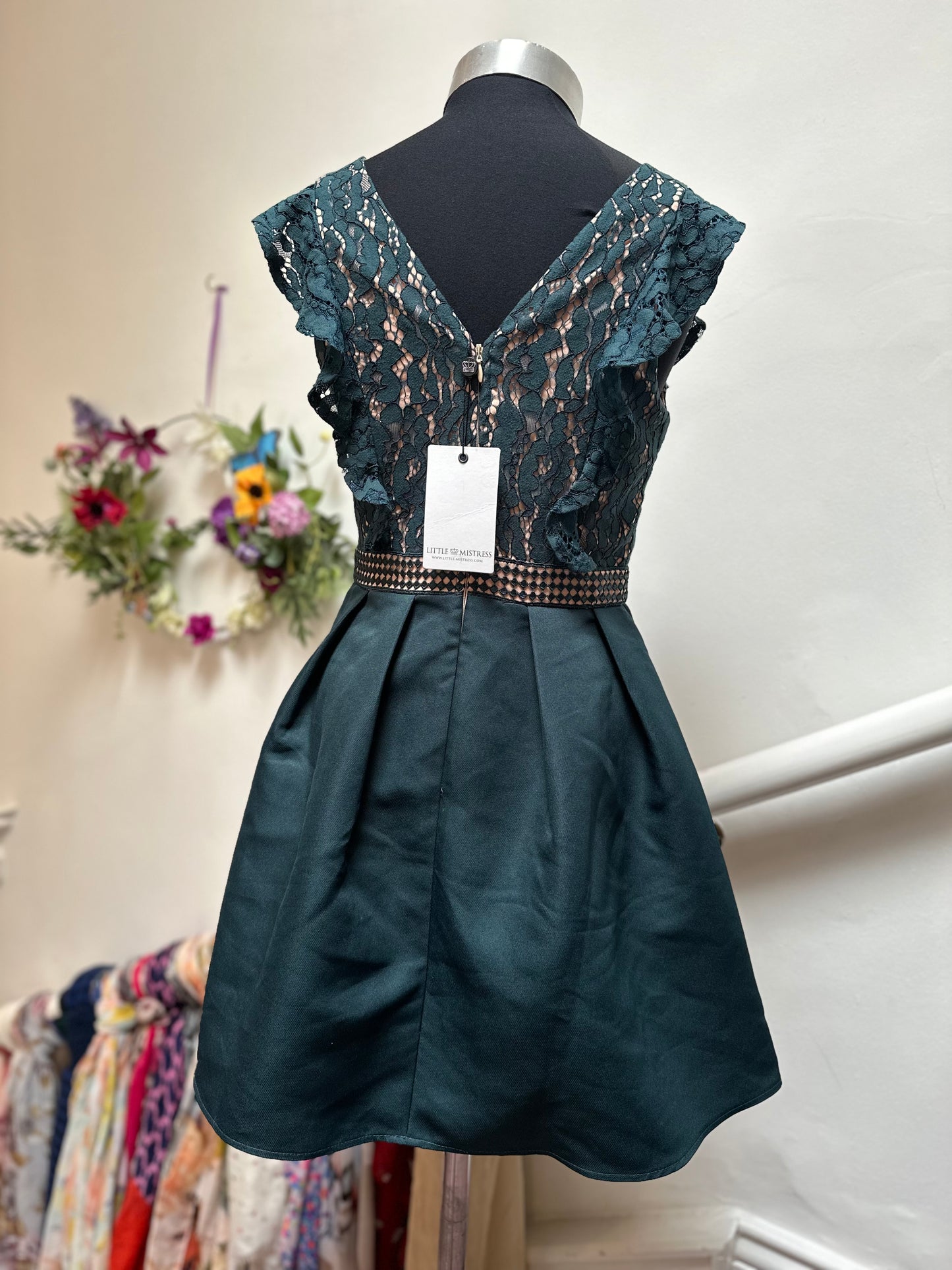 Little Mistress Forest Green Occasion Dress, New with Tags, Size 10, RRP €88