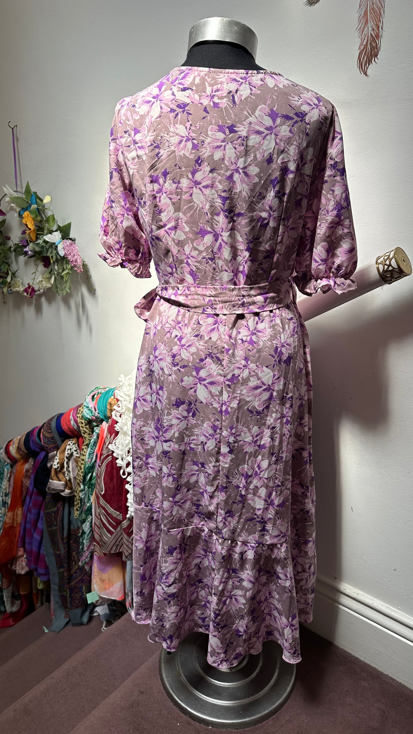 Shein Lavender Wrap Dress Best Fit Size M