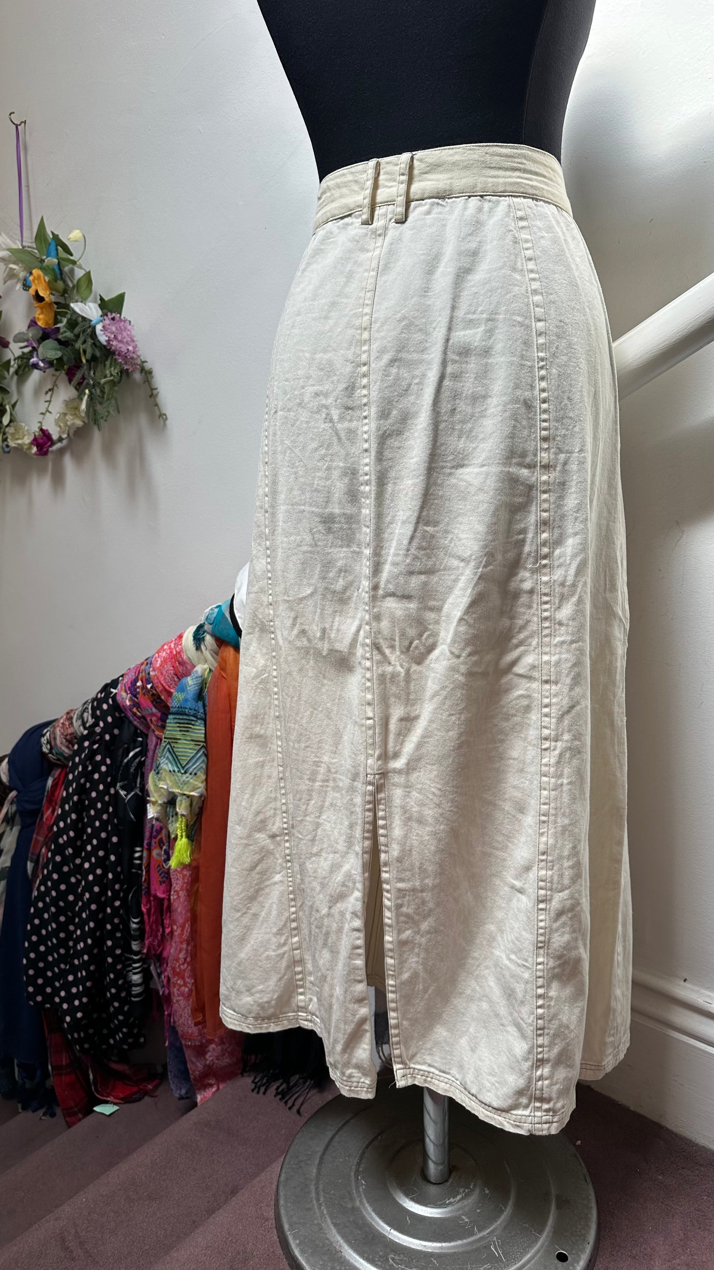 ASOS 100% Cotton Cream Maxi Skirt Size 16