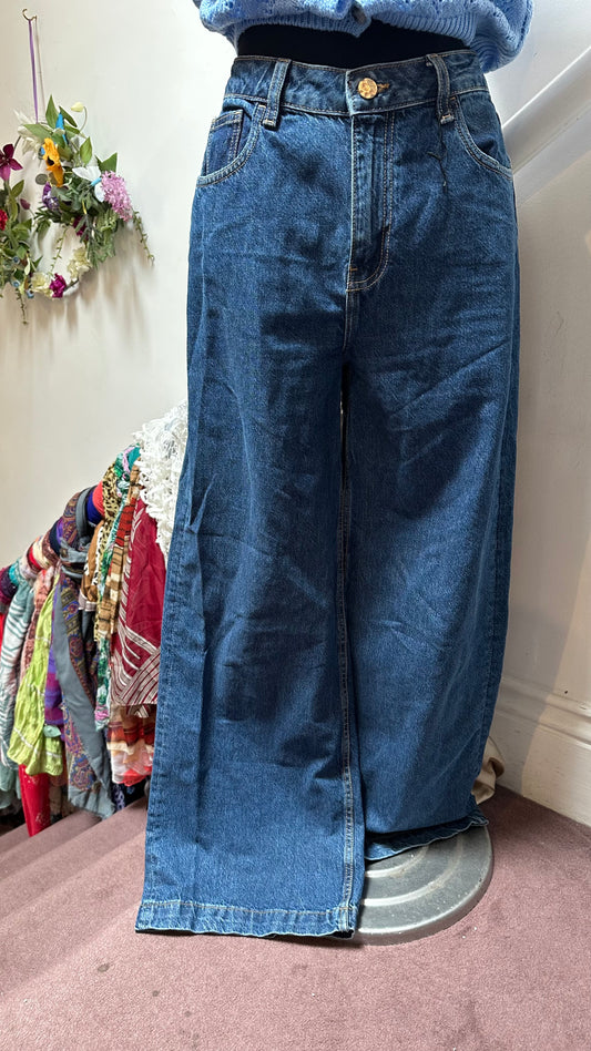 Primark Wide Leg 100% Cotton Jeans Size 8