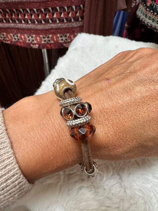 Autumnal Bracelet on Leather Band