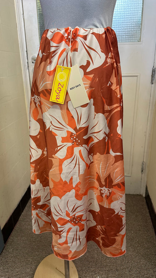 Orange/Brown Floral Maxi Skirt New with Tags Size XS