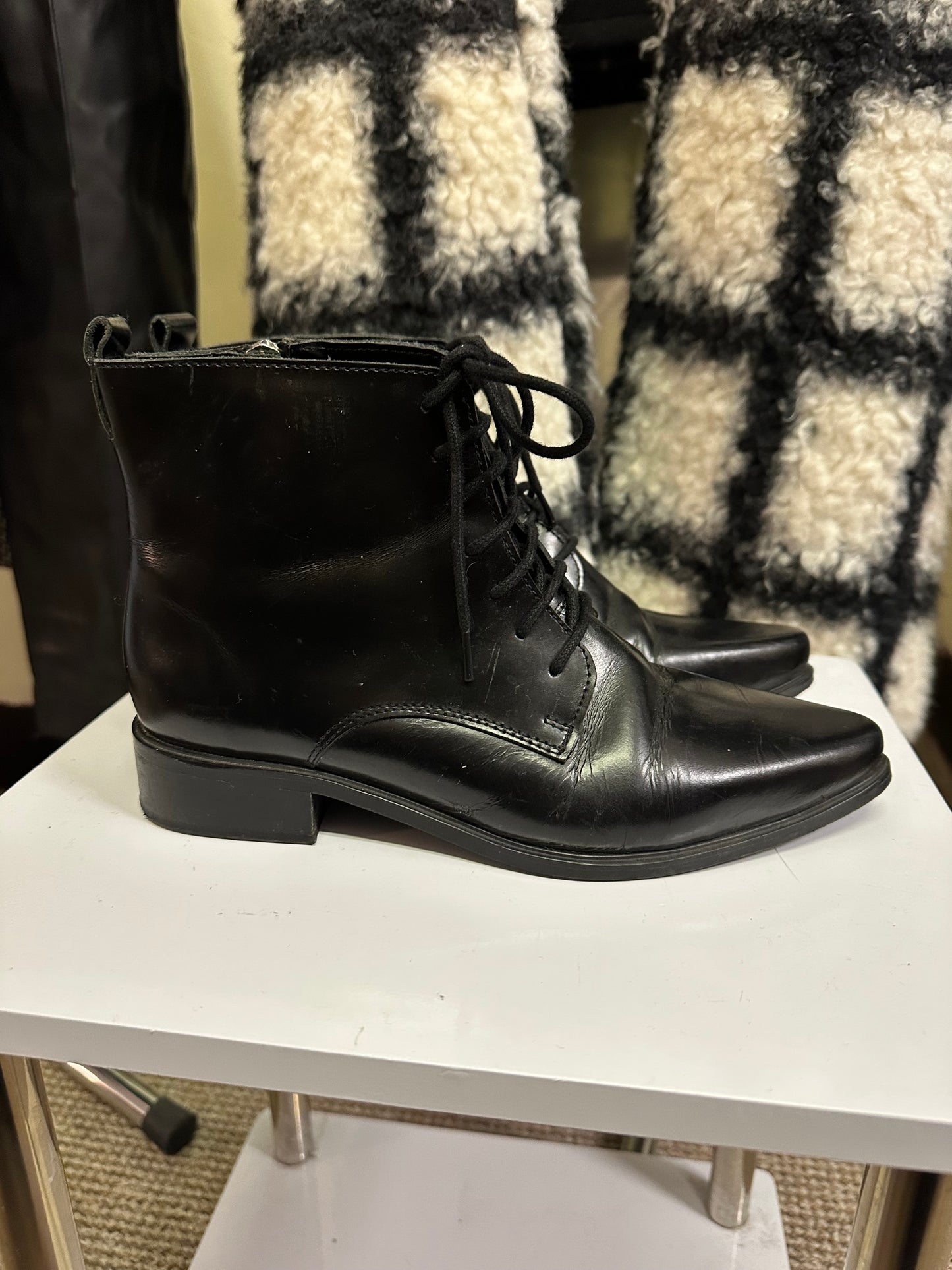 Mango Leather Boots Size 4
