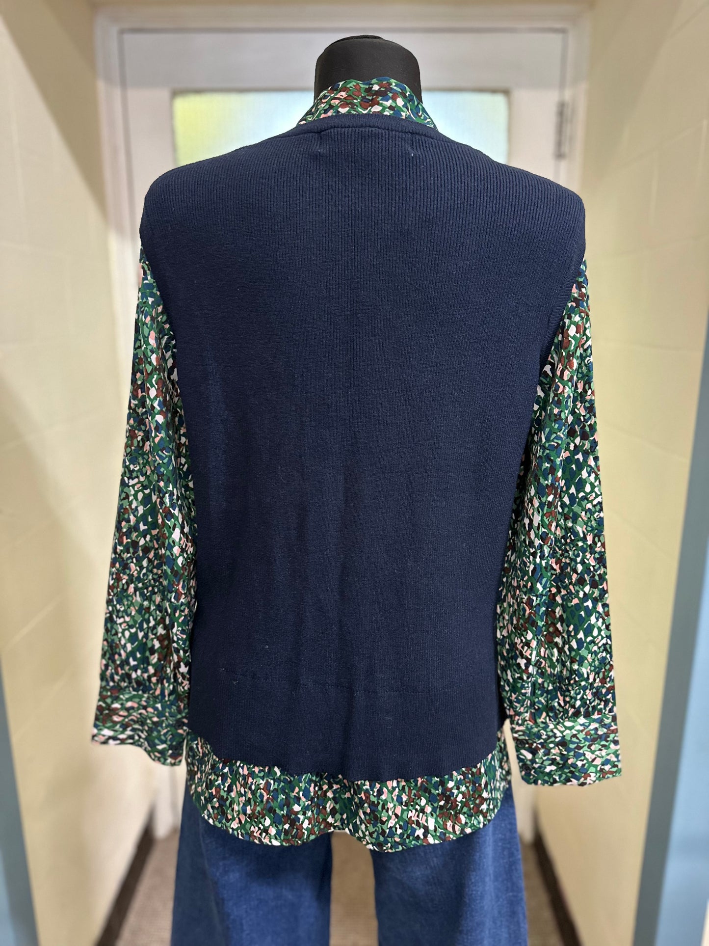 Paco Navy Pussy Bow Sweater Size 14