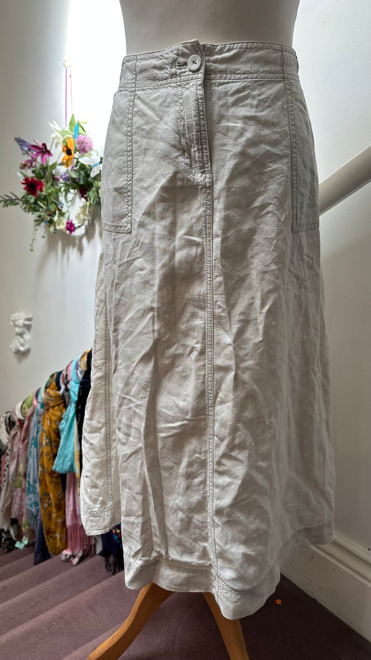 M&S 100% Linen Skirt Size 14