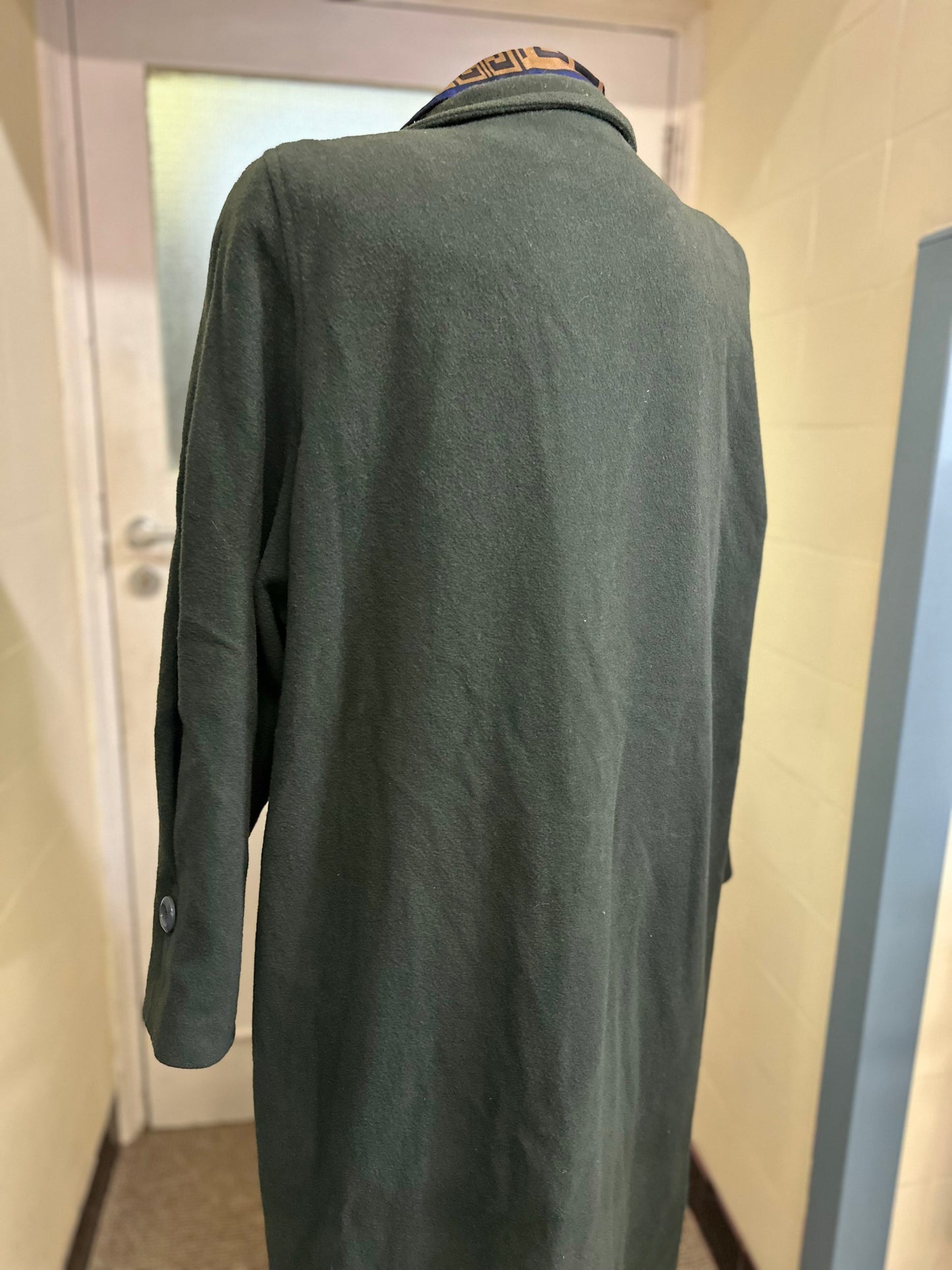 Pure Wool Forest Green Full Length Coat Size 16/18