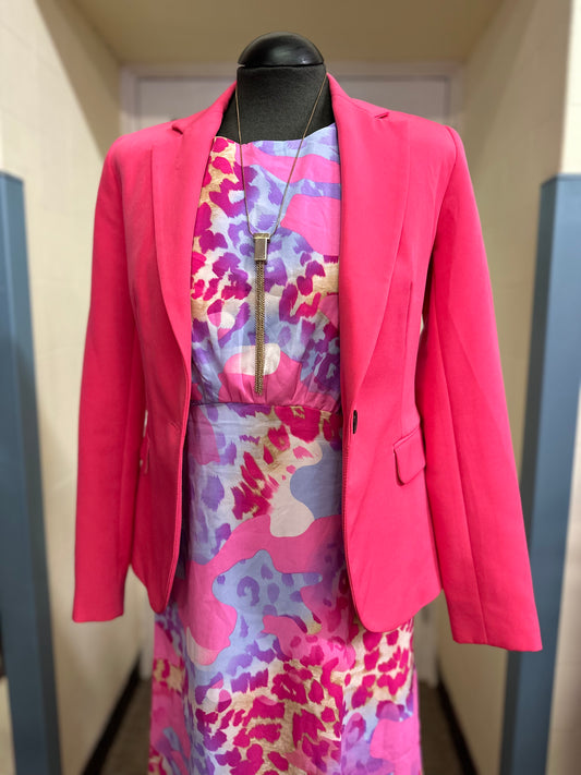 Zara Hot Pink Blazer, Size 6, Small mark from brooch