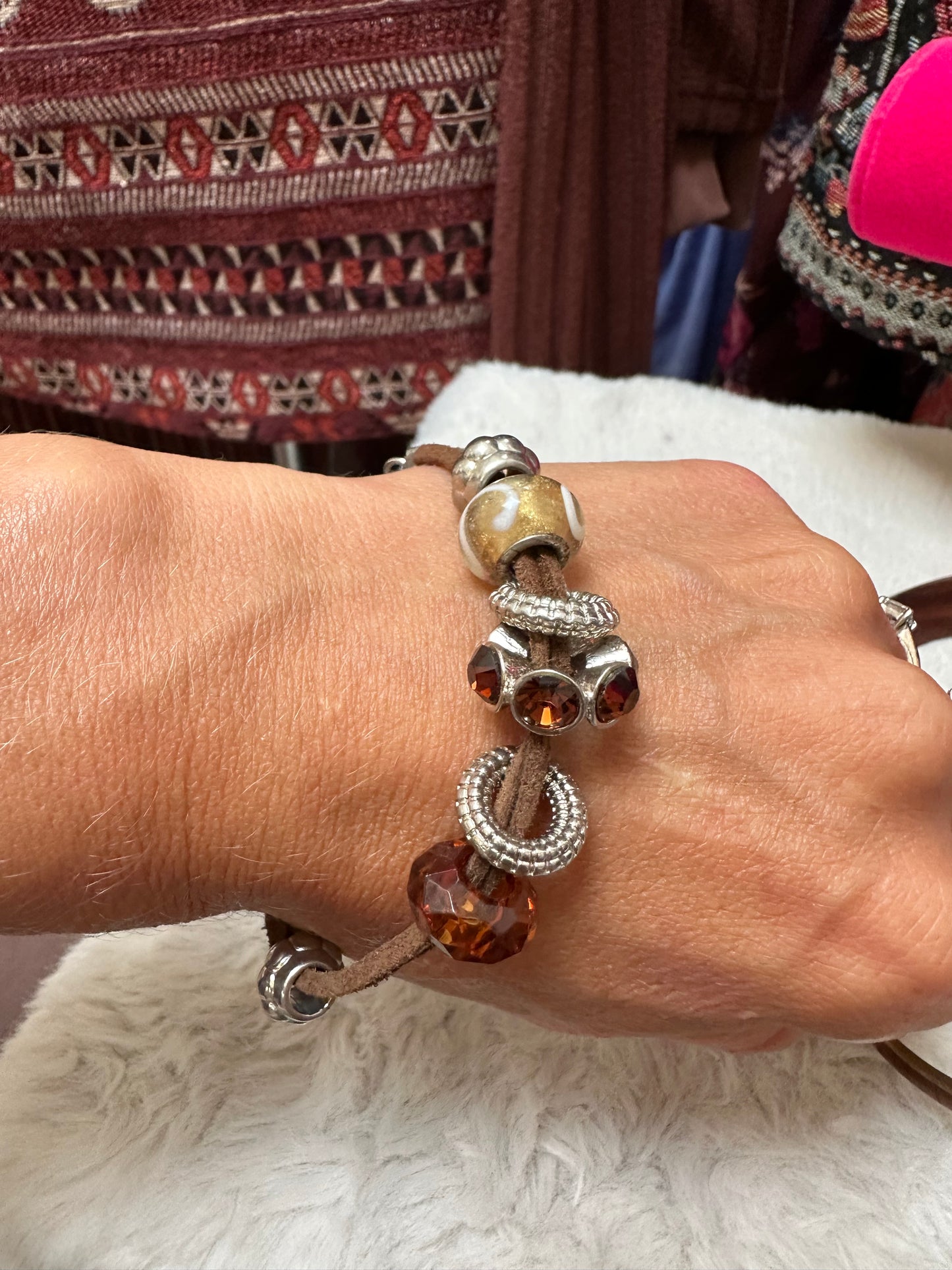 Autumnal Bracelet on Leather Band
