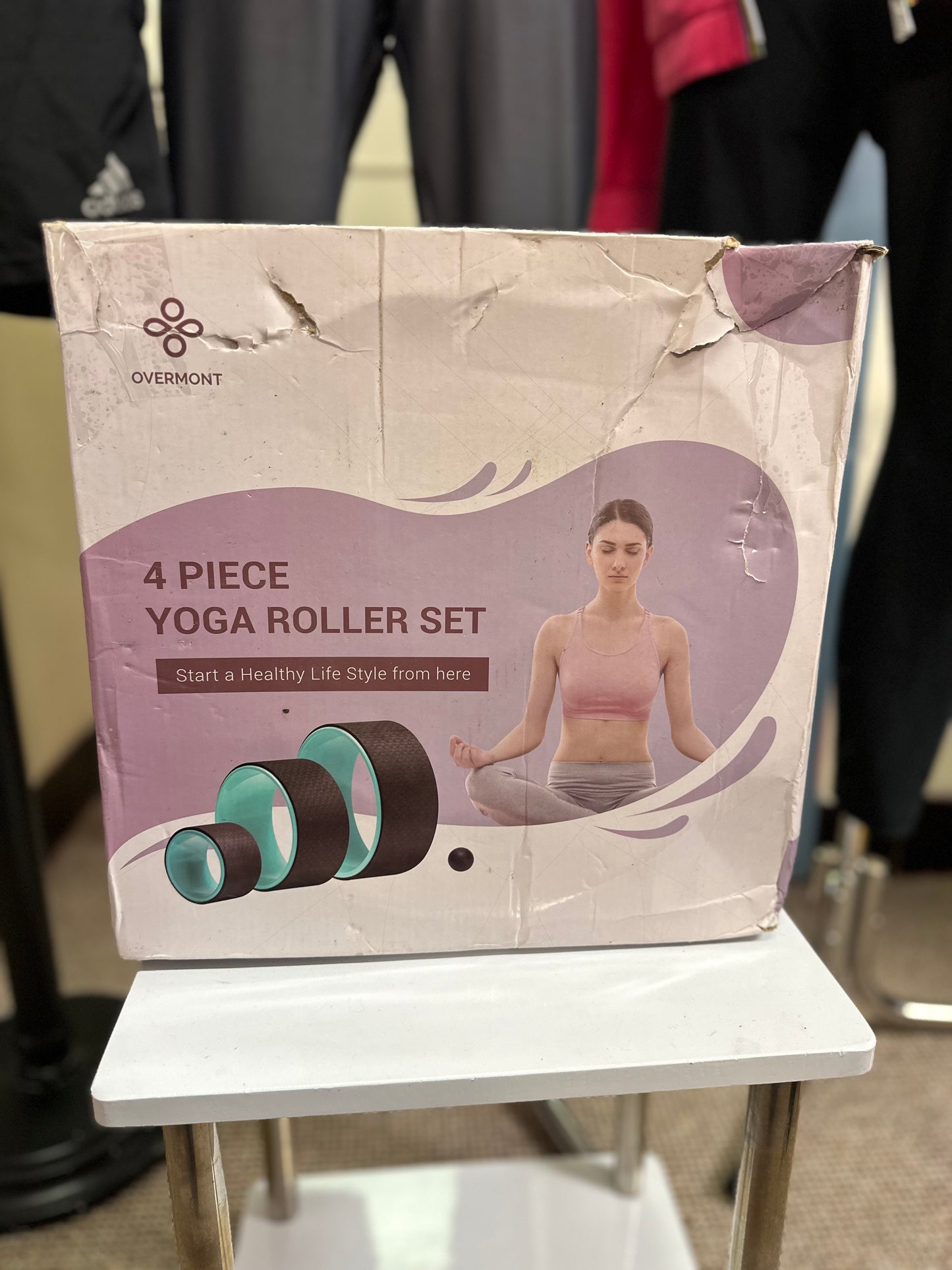 Overmont 4 piece yoga roller set, damaged box