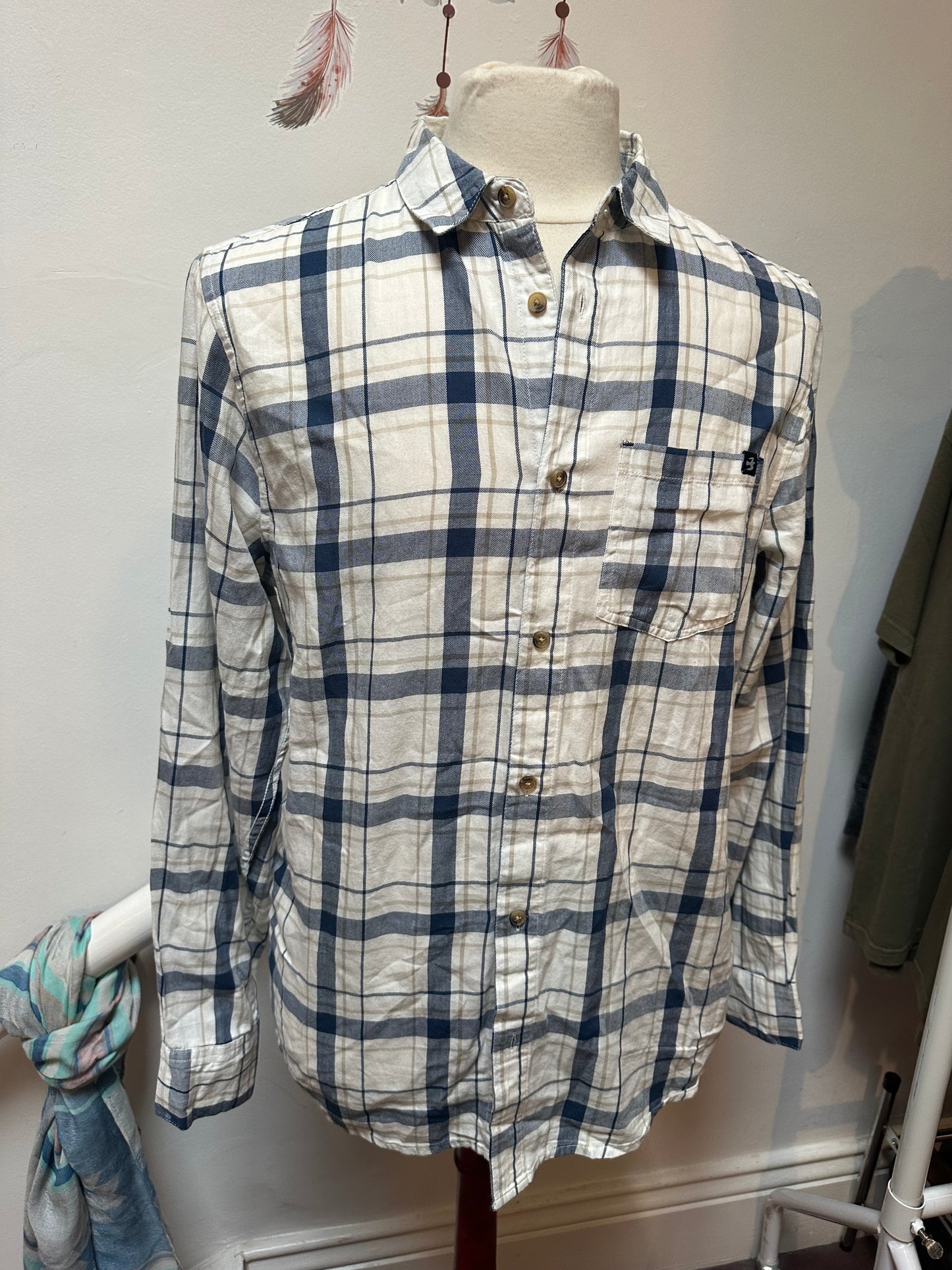 Brakeburn 100% Cotton Blue/White Check Shirt Best Fit Size M