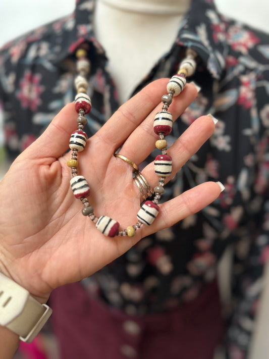 Painted Ceramic? Beads (lovely heavy necklace, not plastic)