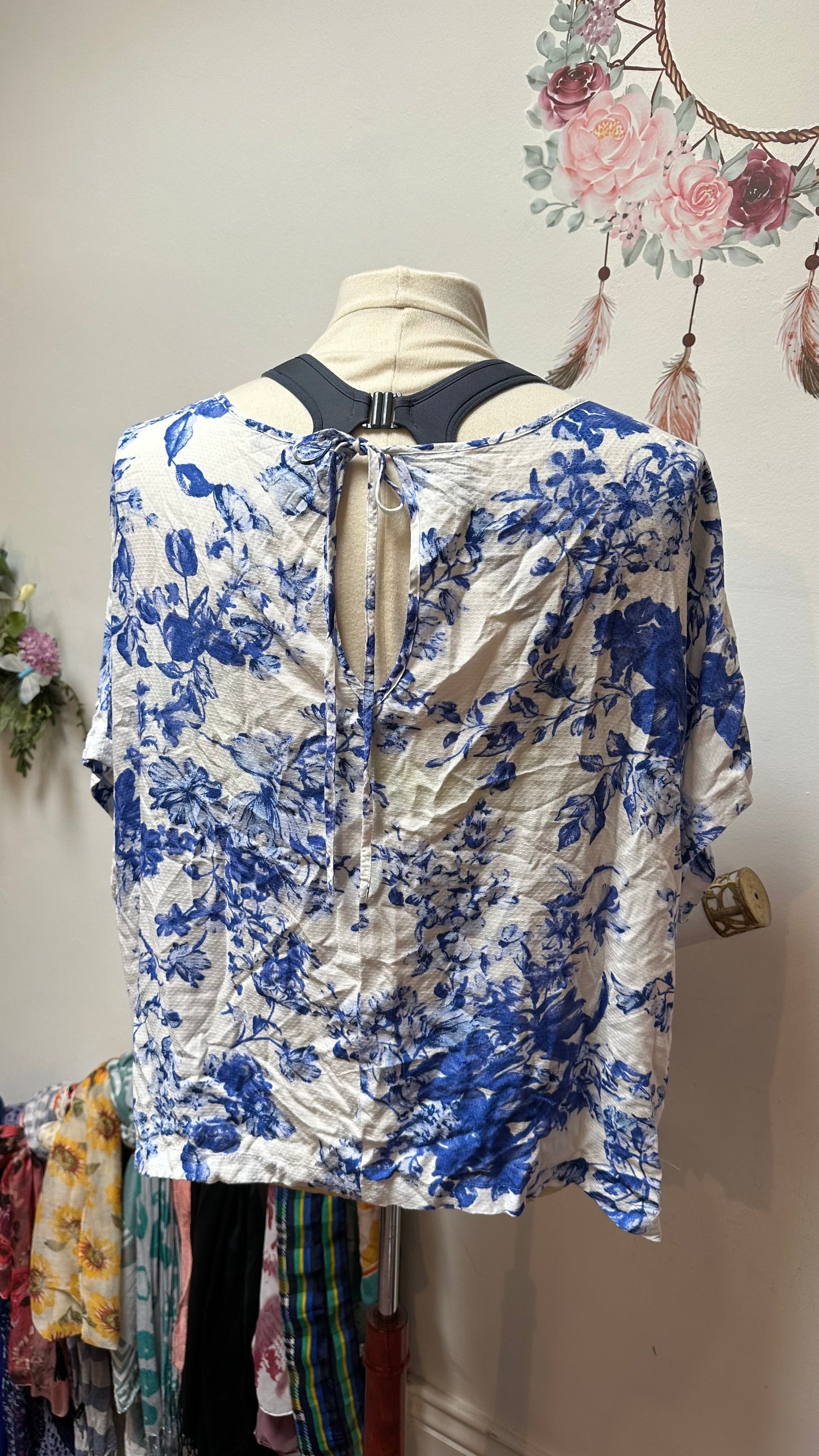 M&S Blue Floral Top Size 24
