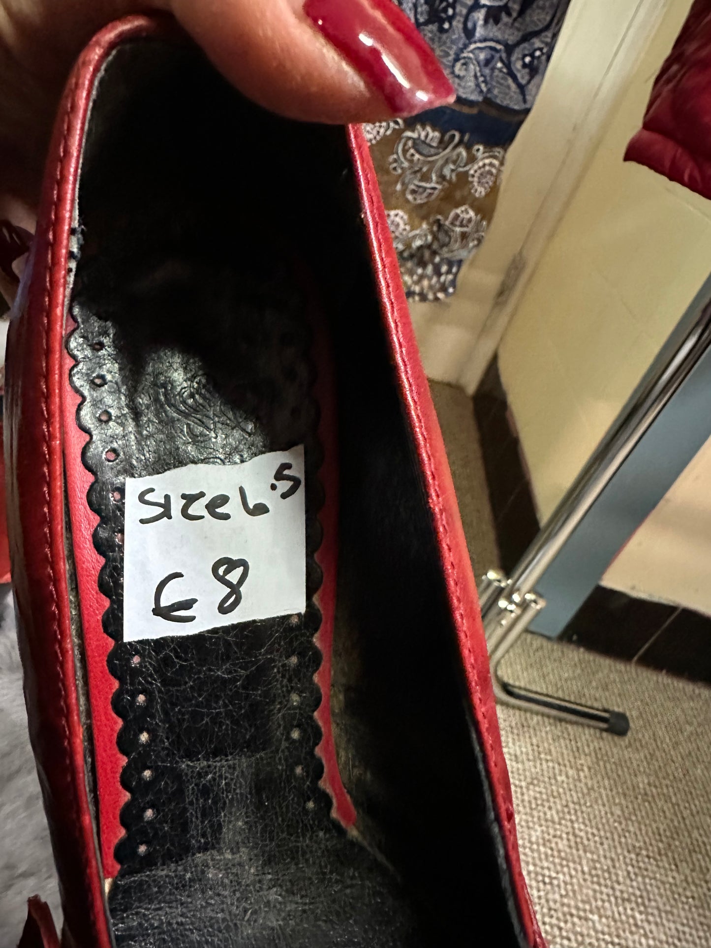 Grodecki Red Leather Pumps Size 6.5 Slightly scuffed on rear, see last photo
