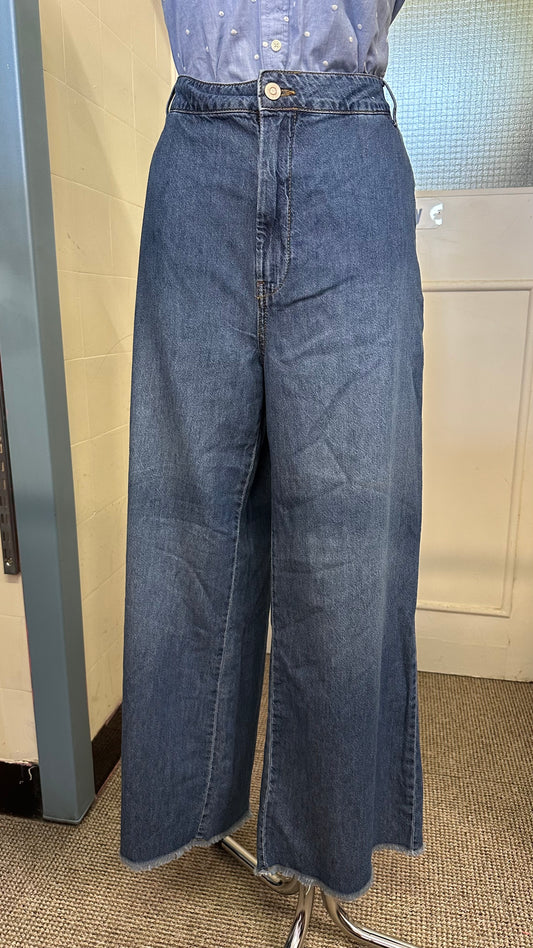 Dunnes Wide Leg Chino Style Denim Trousers Size 16
