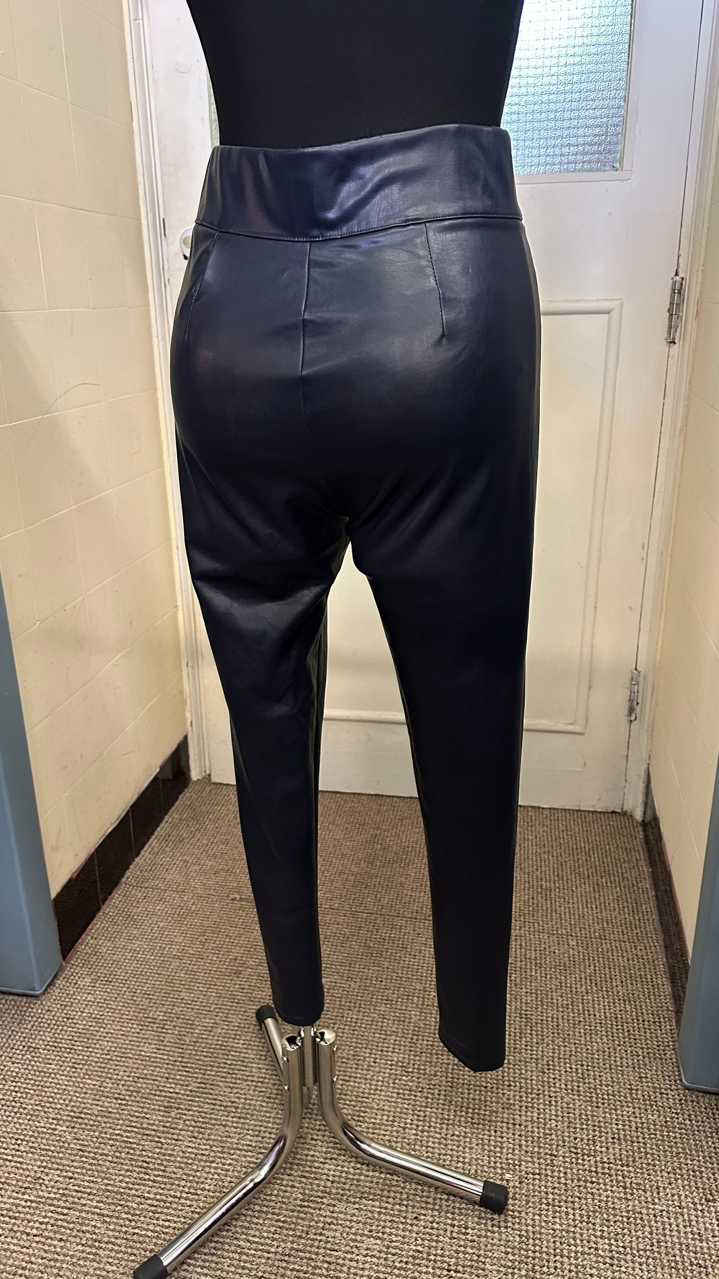 M&S Navy PU Pants Size 10, dart needs a stitch, see last photo