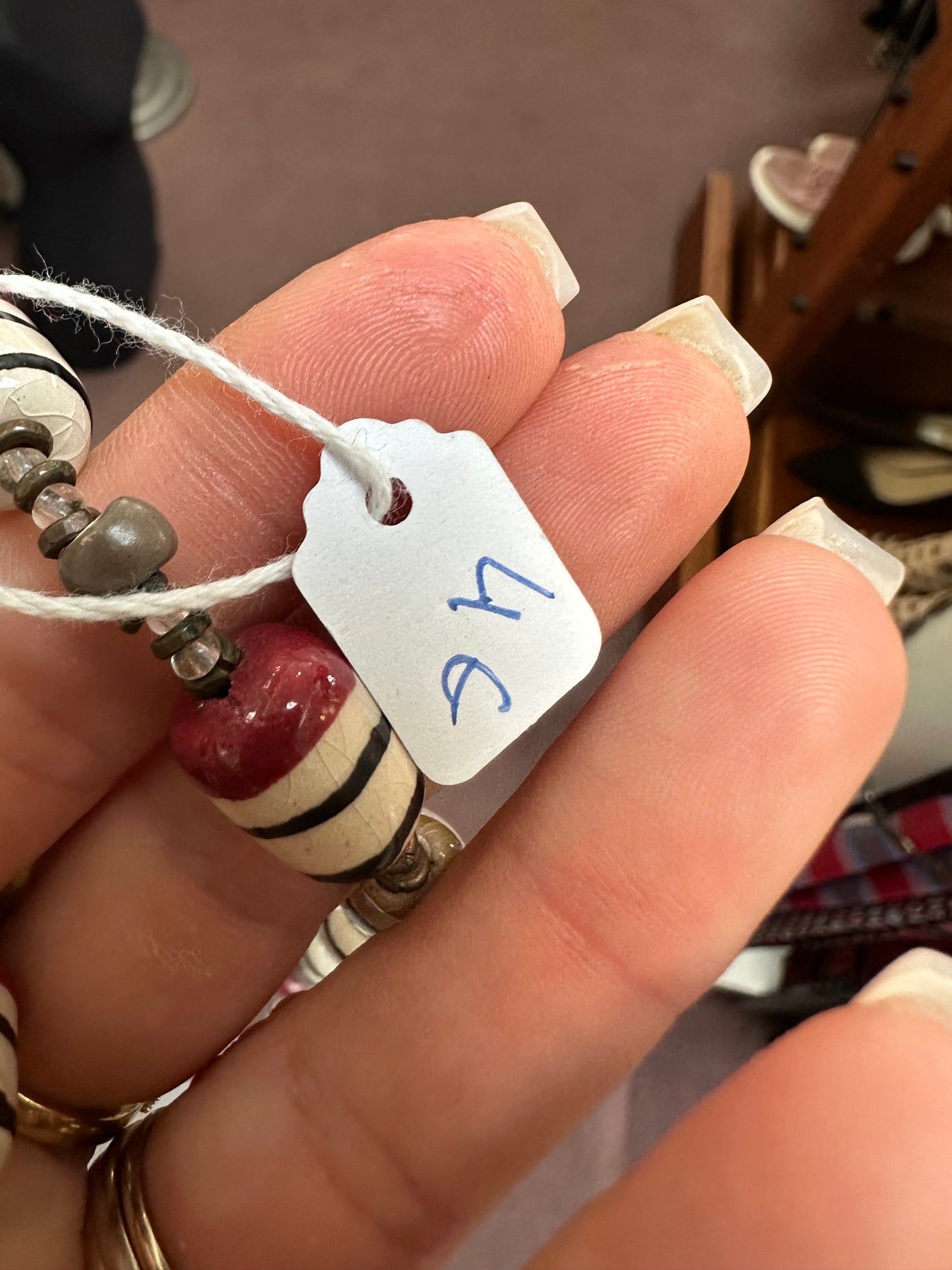 Painted Ceramic? Beads (lovely heavy necklace, not plastic)